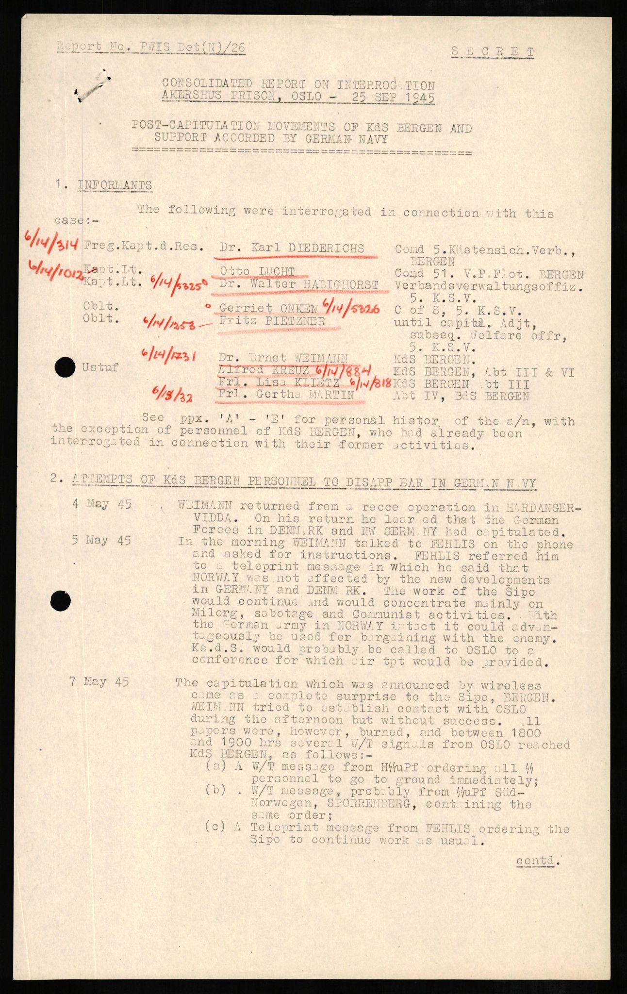 Forsvaret, Forsvarets overkommando II, AV/RA-RAFA-3915/D/Db/L0006: CI Questionaires. Tyske okkupasjonsstyrker i Norge. Tyskere., 1945-1946, p. 33