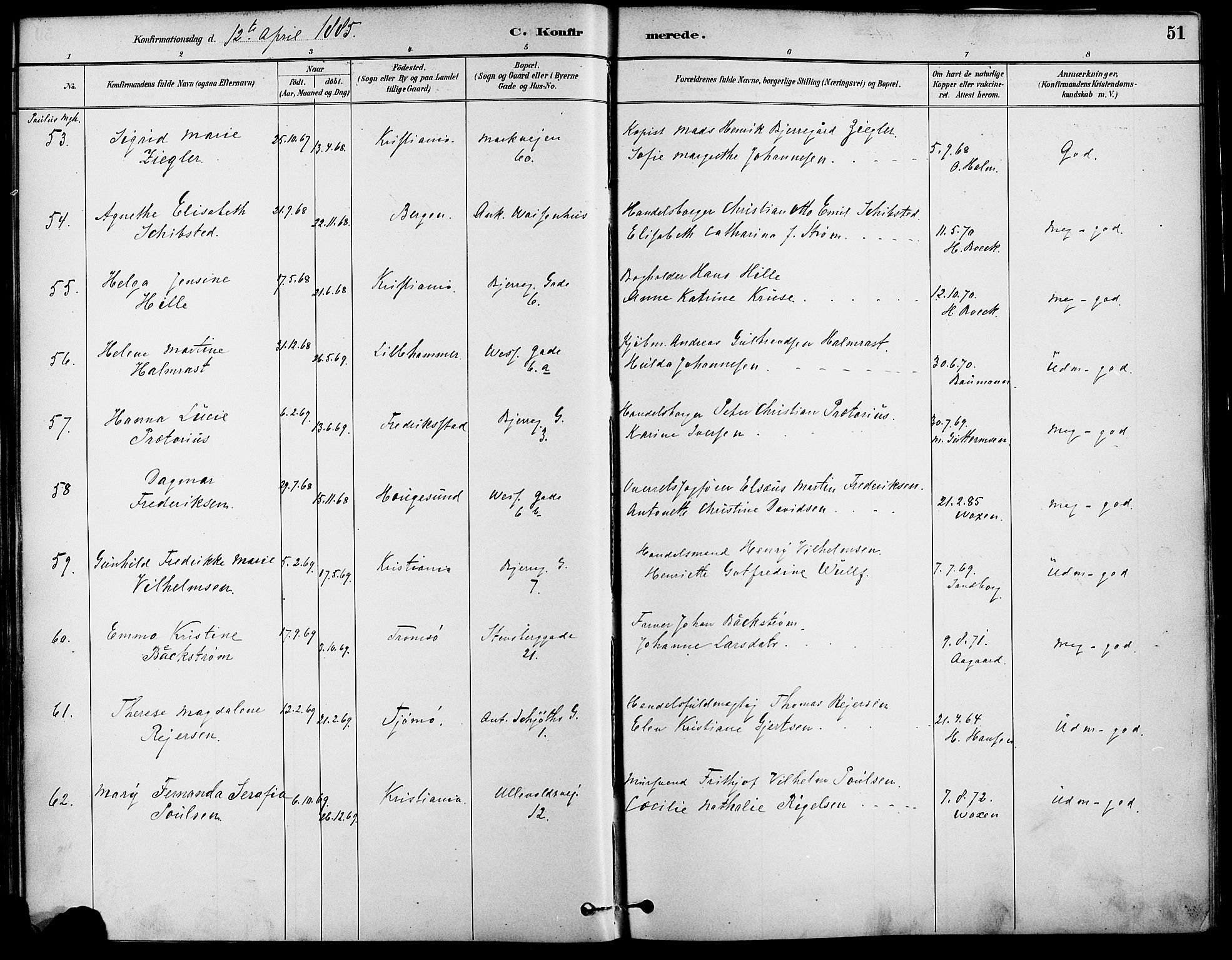 Gamle Aker prestekontor Kirkebøker, AV/SAO-A-10617a/F/L0007: Parish register (official) no. 7, 1882-1890, p. 51