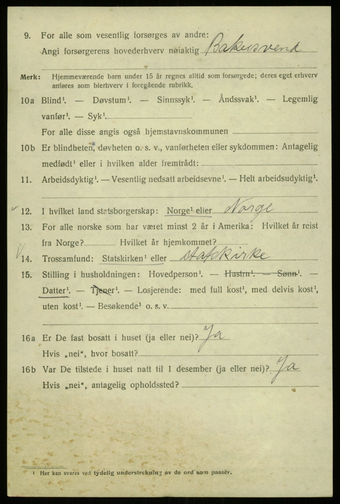 SAB, 1920 census for Bergen, 1920, p. 153195