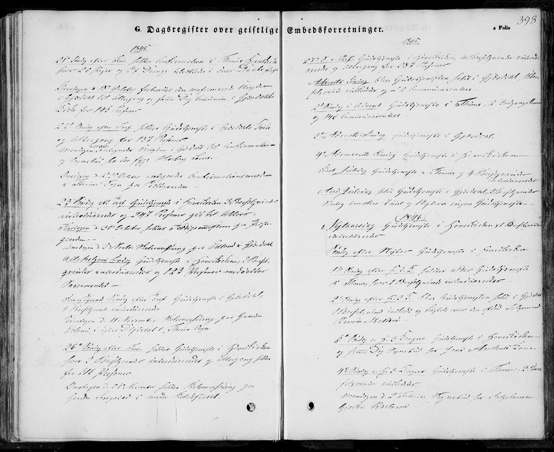 Lye sokneprestkontor, AV/SAST-A-101794/001/30BA/L0006: Parish register (official) no. A 5.2, 1842-1855, p. 398