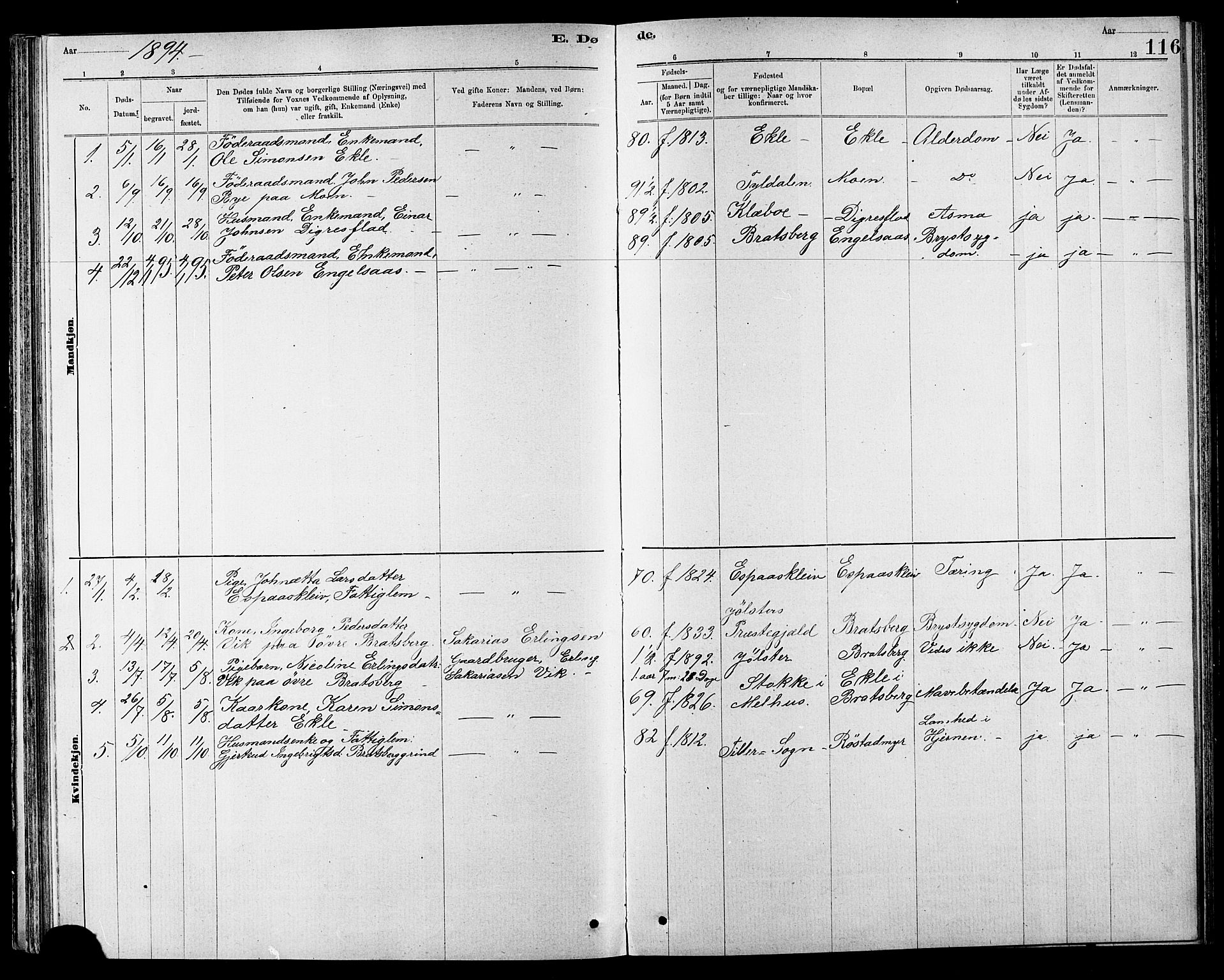 Ministerialprotokoller, klokkerbøker og fødselsregistre - Sør-Trøndelag, SAT/A-1456/608/L0341: Parish register (copy) no. 608C07, 1890-1912, p. 116