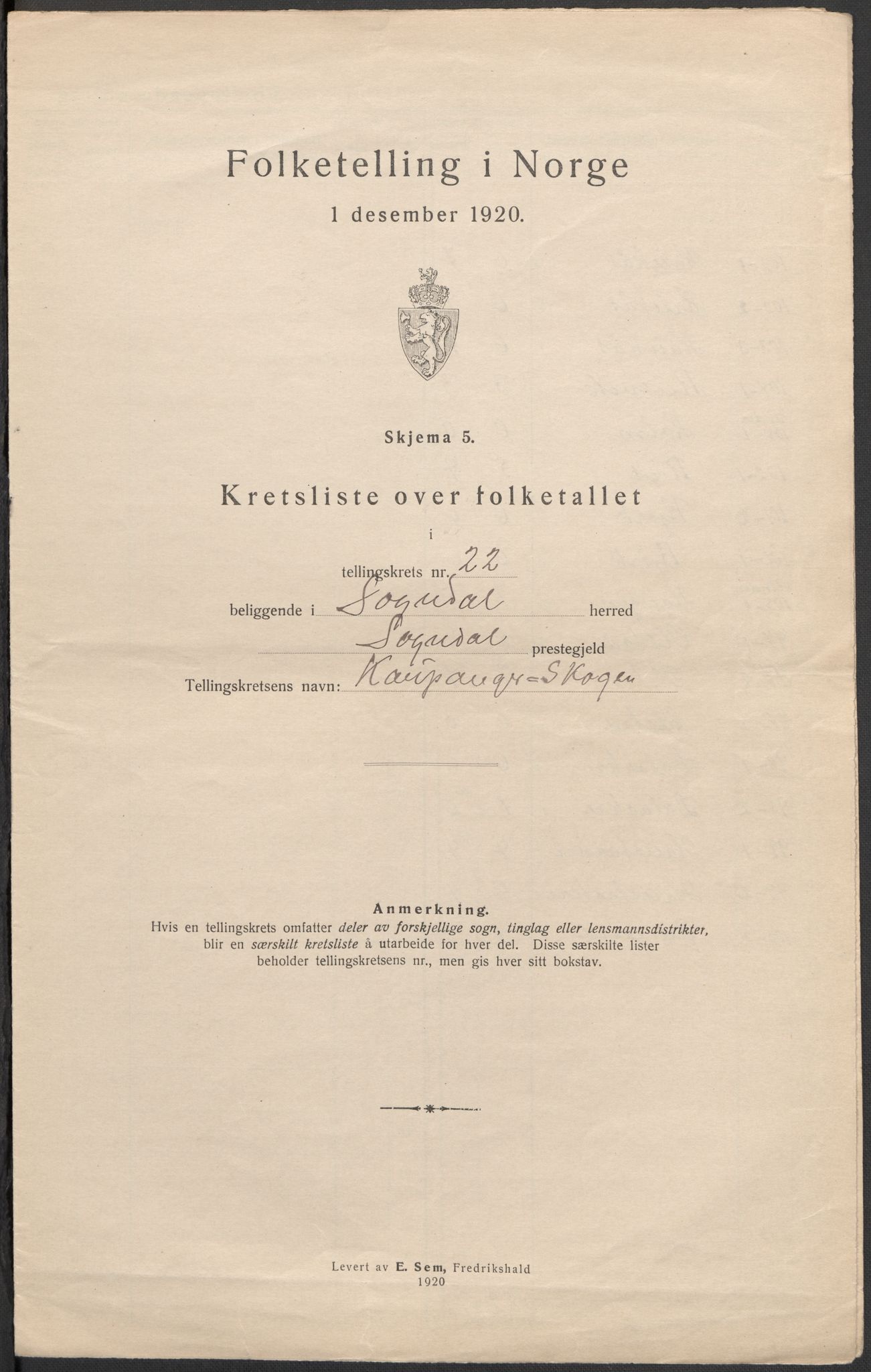 SAB, 1920 census for Sogndal, 1920, p. 67