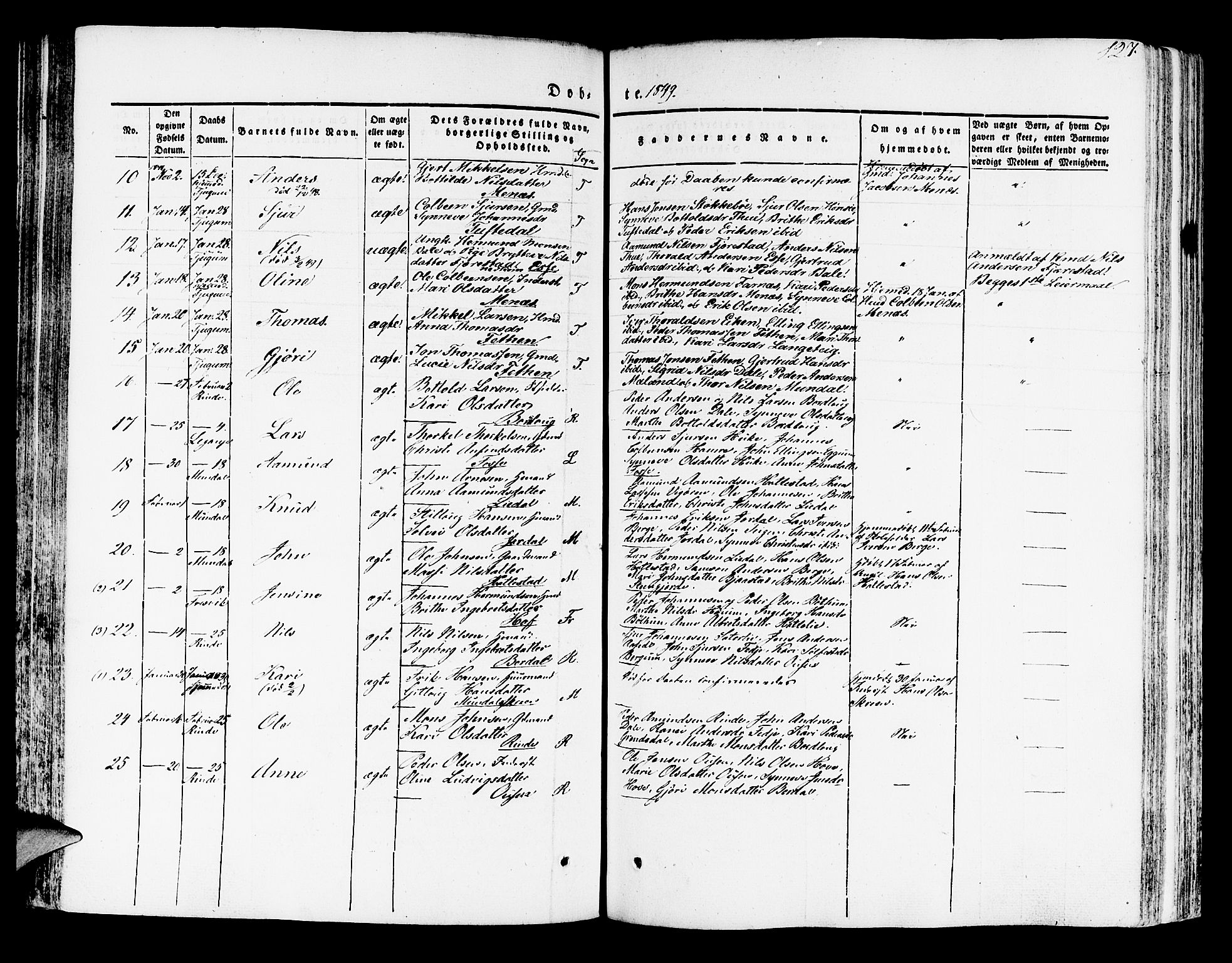 Leikanger sokneprestembete, AV/SAB-A-81001/H/Haa/Haaa/L0007: Parish register (official) no. A 7, 1838-1851, p. 127