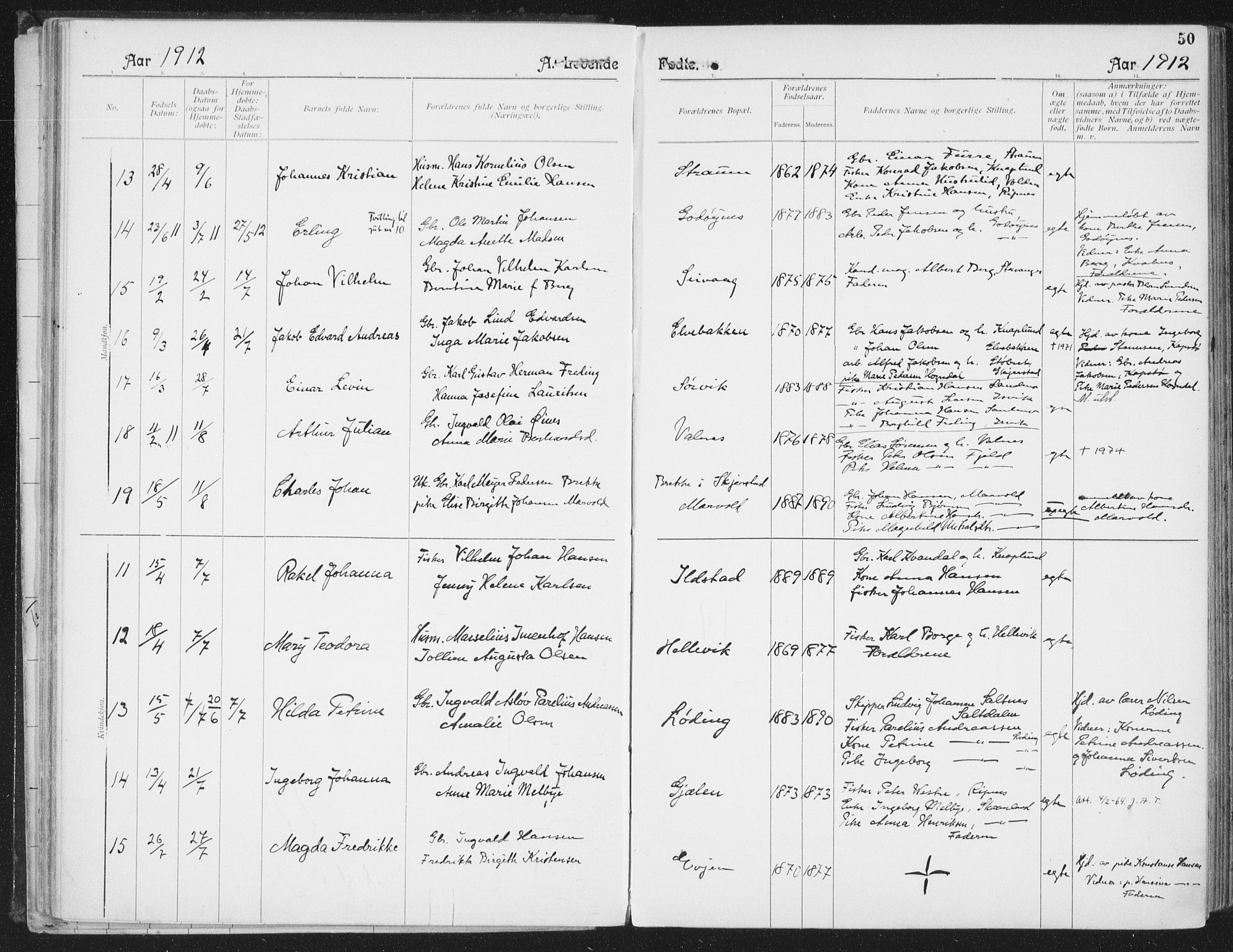 Ministerialprotokoller, klokkerbøker og fødselsregistre - Nordland, AV/SAT-A-1459/804/L0081: Parish register (official) no. 804A02, 1901-1915, p. 50