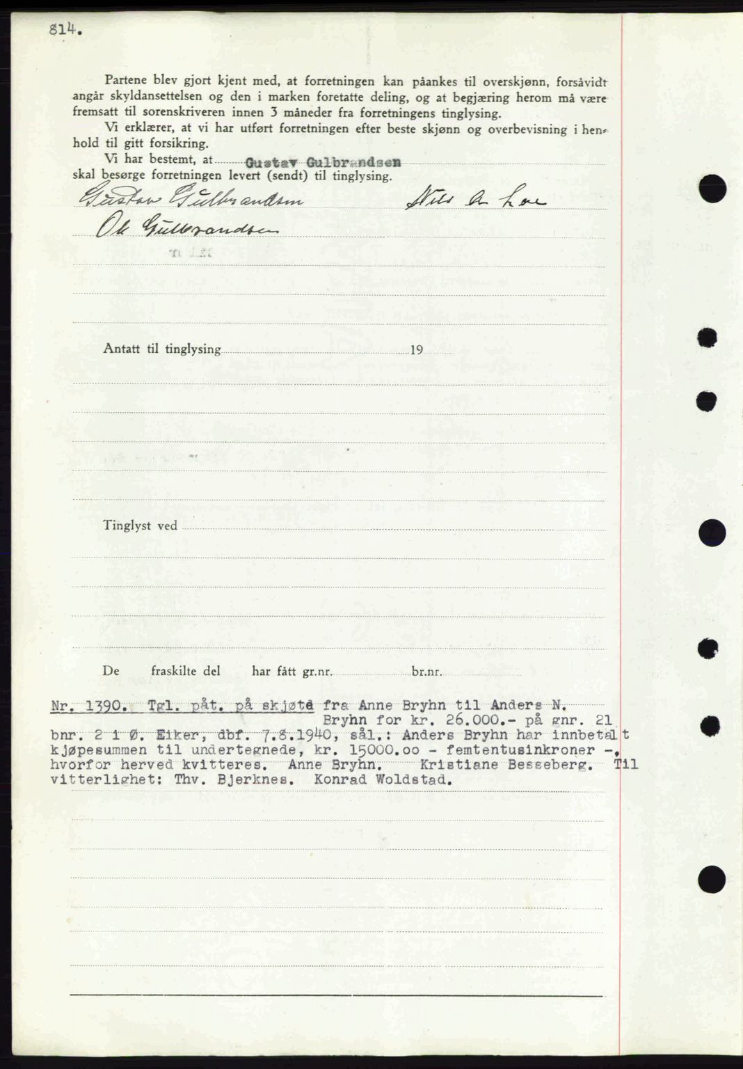 Eiker, Modum og Sigdal sorenskriveri, SAKO/A-123/G/Ga/Gab/L0043: Mortgage book no. A13, 1940-1941, Diary no: : 1390/1941