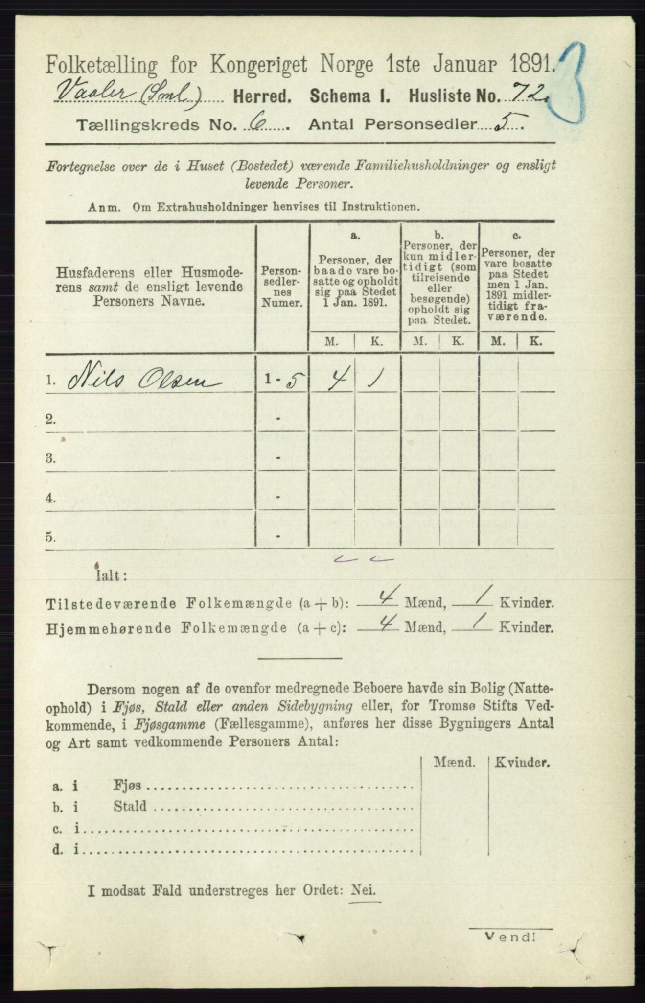 RA, 1891 census for 0137 Våler, 1891, p. 2327