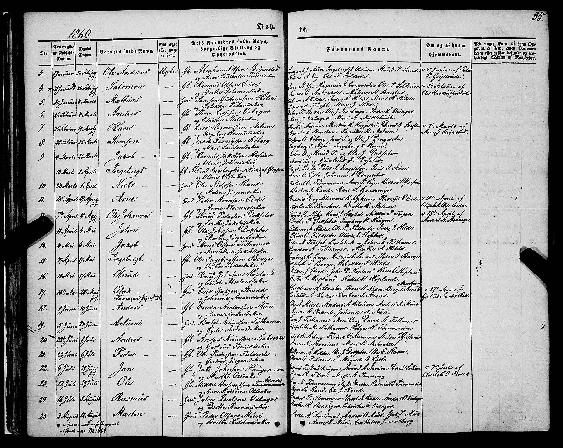 Innvik sokneprestembete, AV/SAB-A-80501: Parish register (official) no. A 5, 1847-1865, p. 35