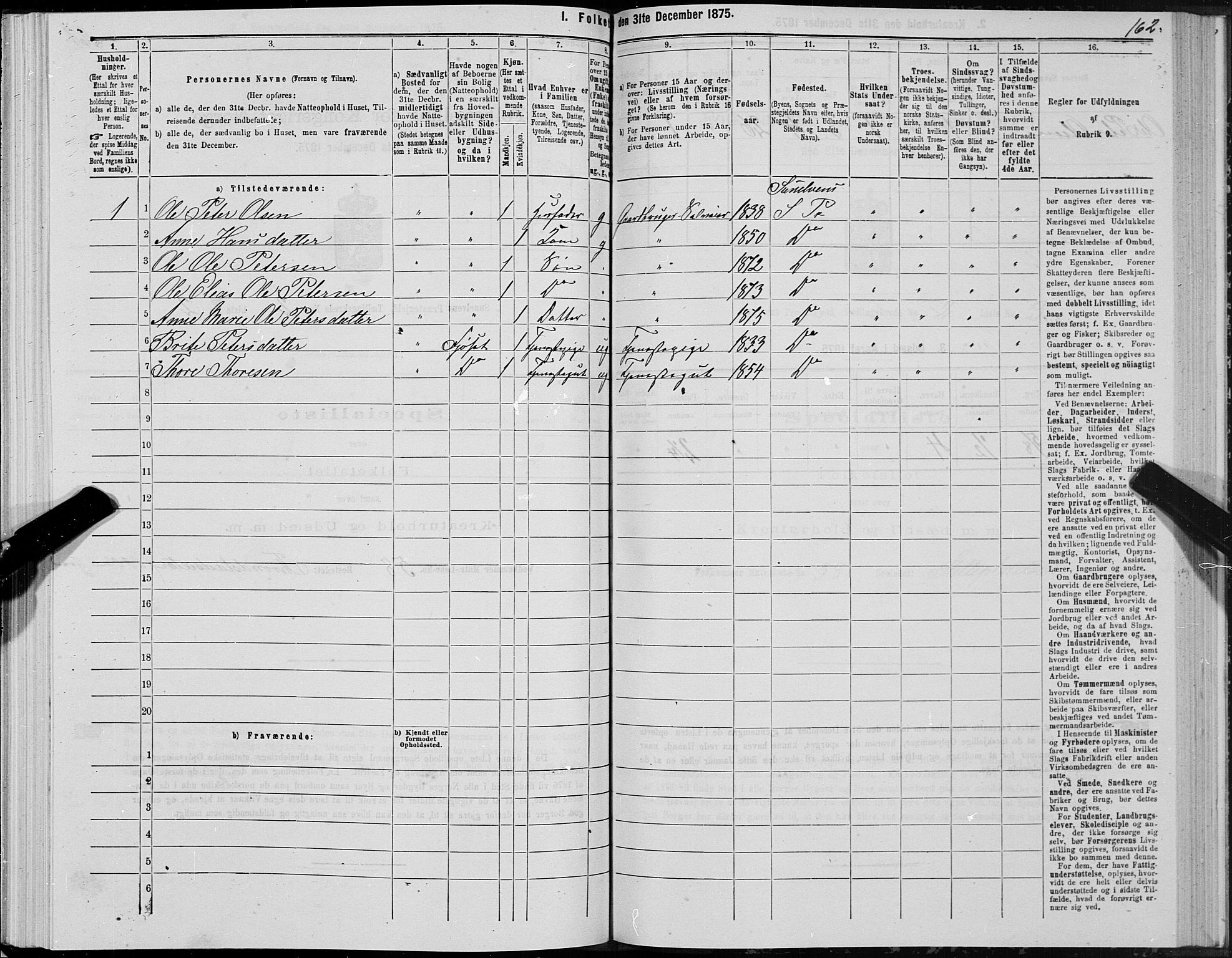 SAT, 1875 census for 1523P Sunnylven, 1875, p. 1162