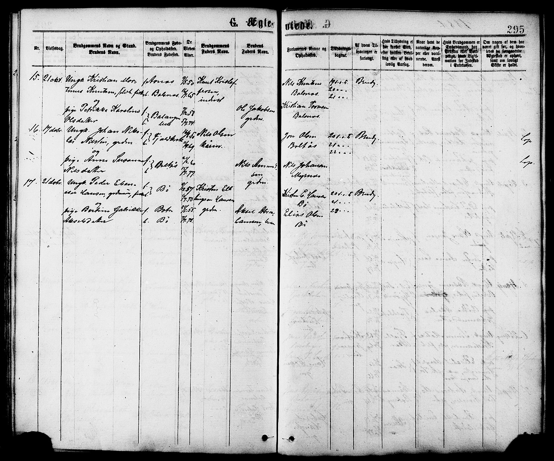 Ministerialprotokoller, klokkerbøker og fødselsregistre - Nordland, AV/SAT-A-1459/863/L0897: Parish register (official) no. 863A09, 1872-1886, p. 295