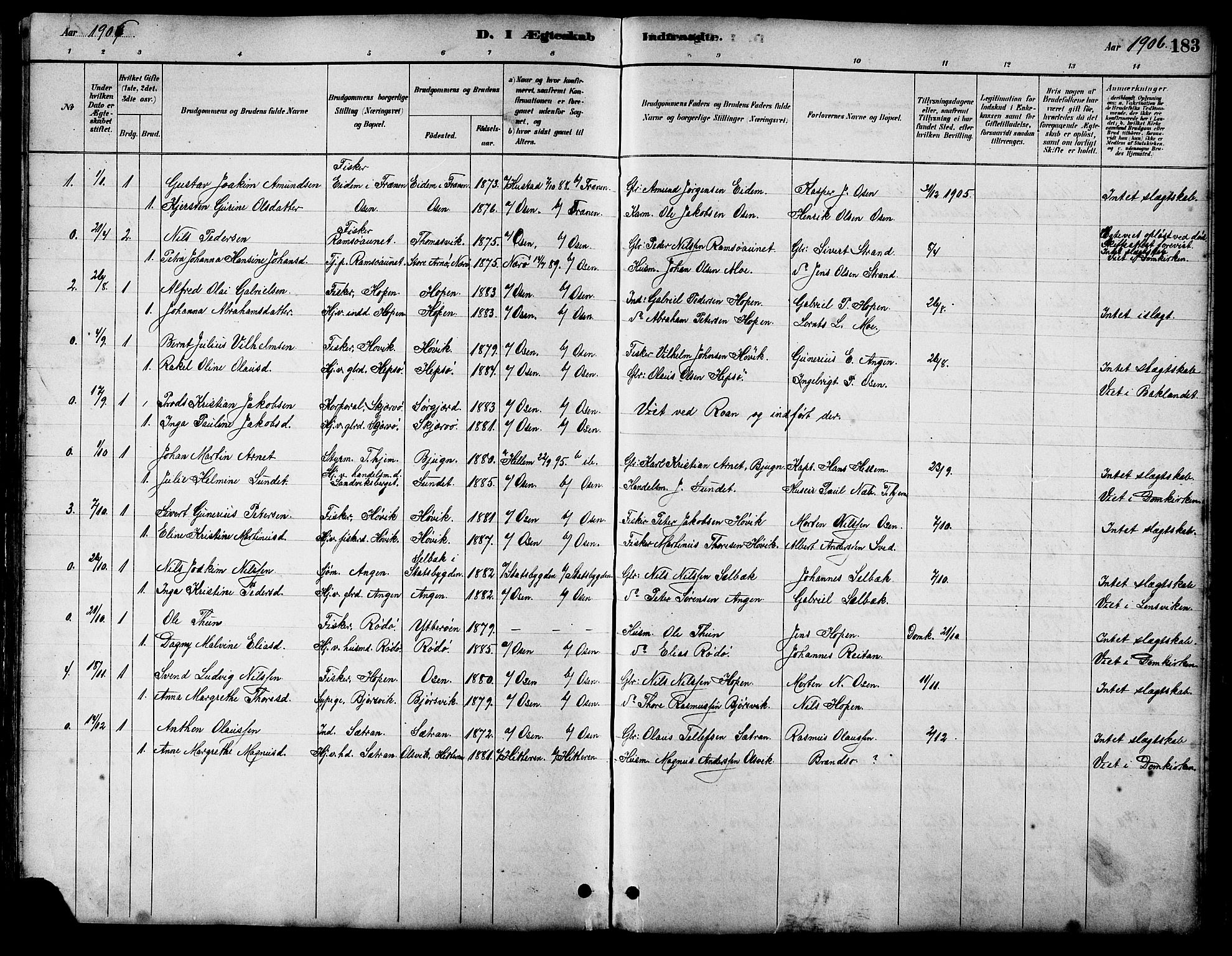 Ministerialprotokoller, klokkerbøker og fødselsregistre - Sør-Trøndelag, SAT/A-1456/658/L0726: Parish register (copy) no. 658C02, 1883-1908, p. 183