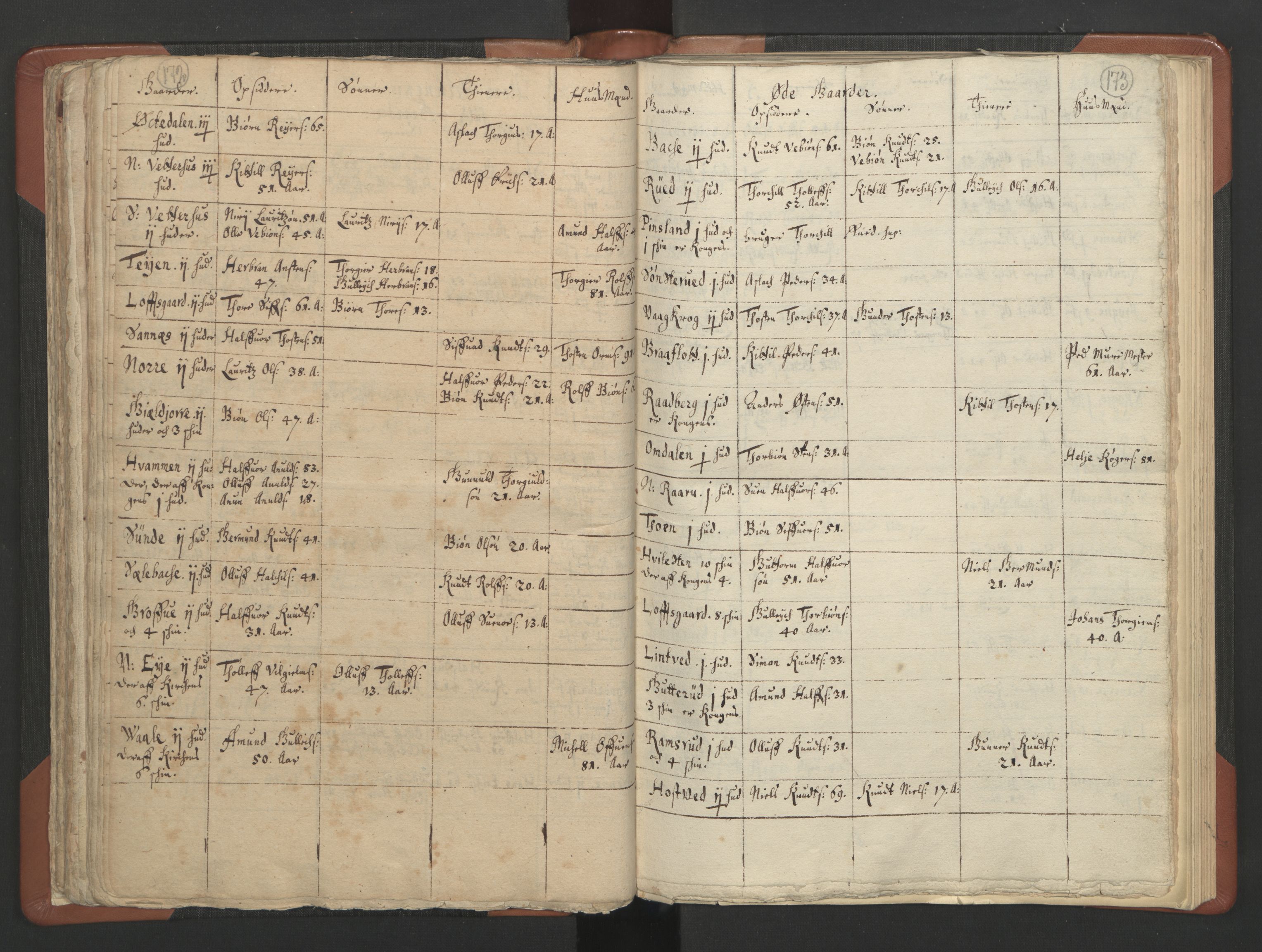 RA, Vicar's Census 1664-1666, no. 11: Brunlanes deanery, 1664-1666, p. 172-173