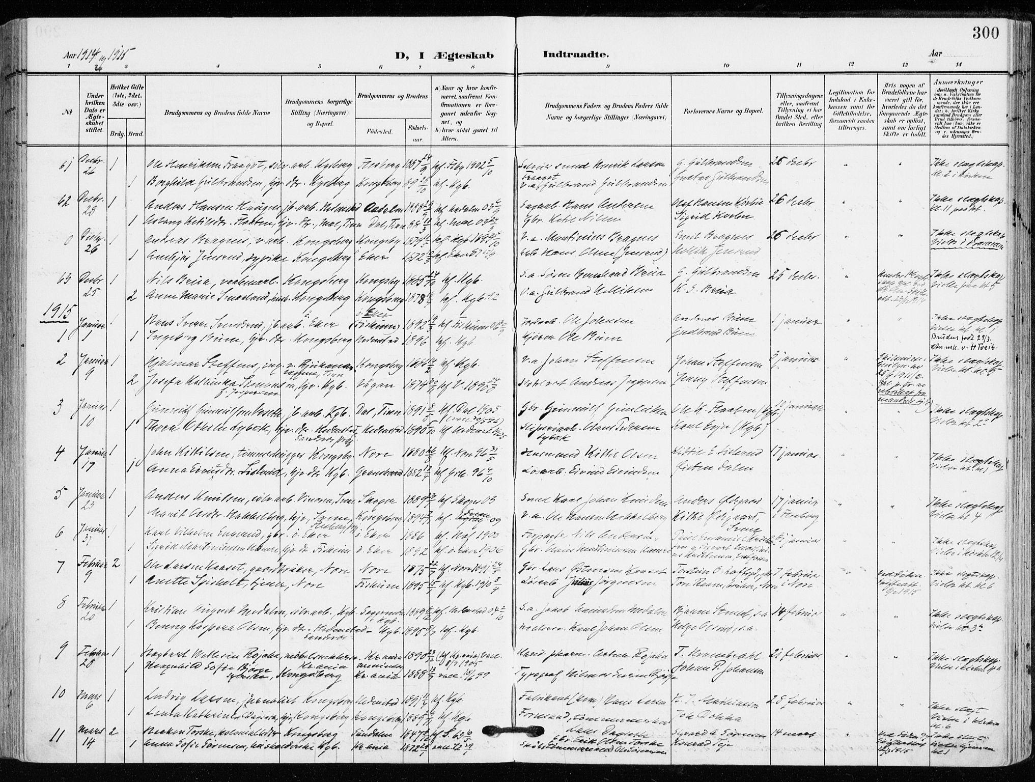 Kongsberg kirkebøker, SAKO/A-22/F/Fb/L0004: Parish register (official) no. II 4, 1906-1918, p. 300