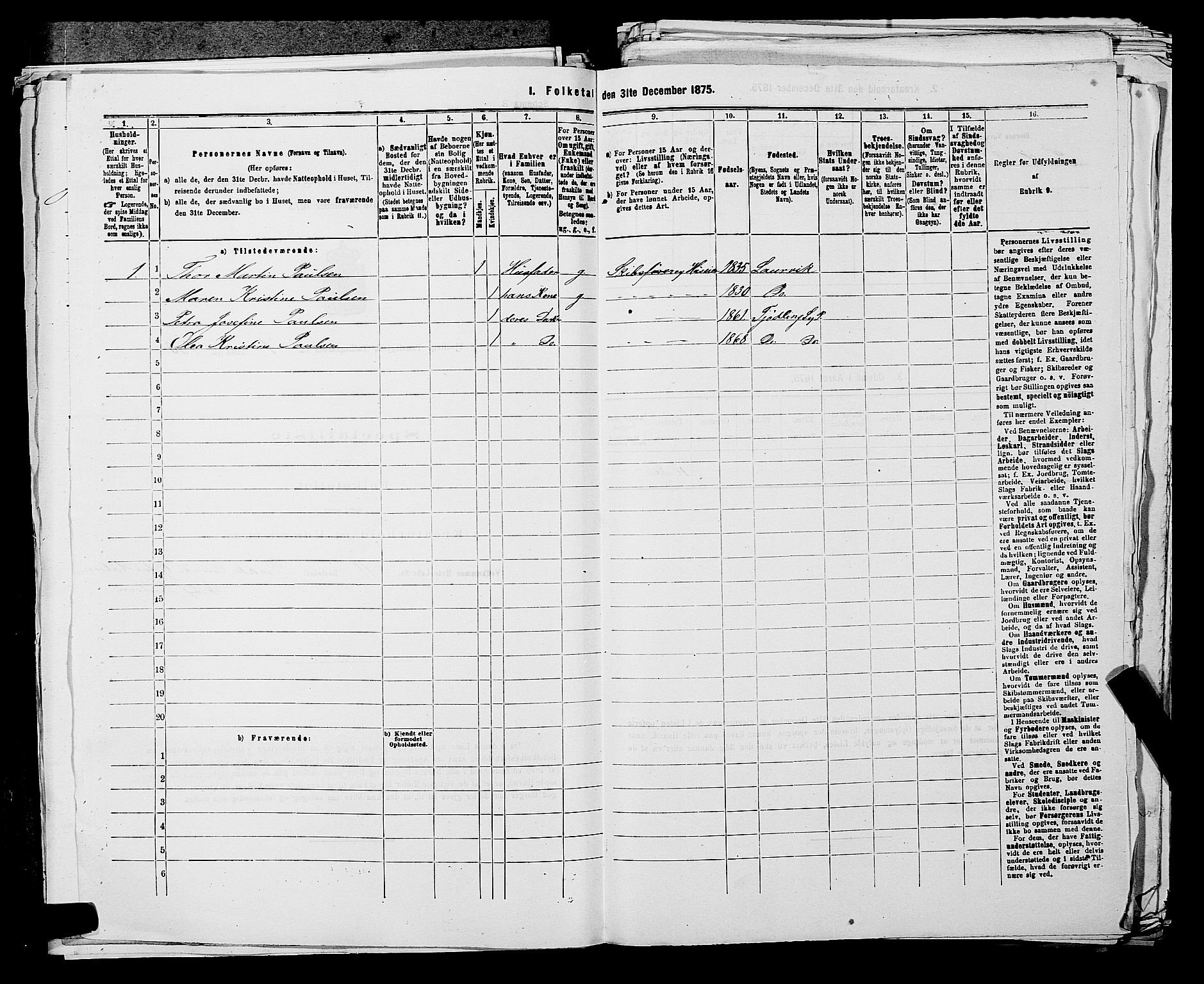 SAKO, 1875 census for 0725P Tjølling, 1875, p. 381