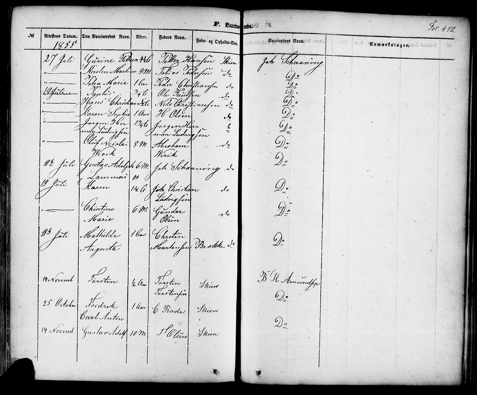 Skien kirkebøker, SAKO/A-302/F/Fa/L0006a: Parish register (official) no. 6A, 1843-1856, p. 472