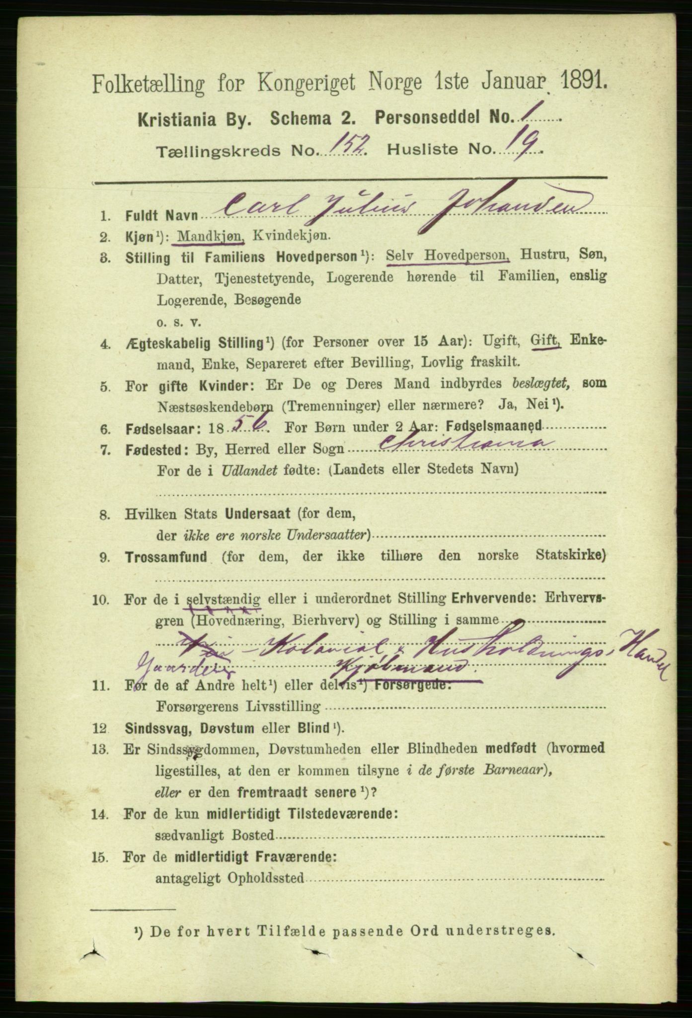 RA, 1891 census for 0301 Kristiania, 1891, p. 85764