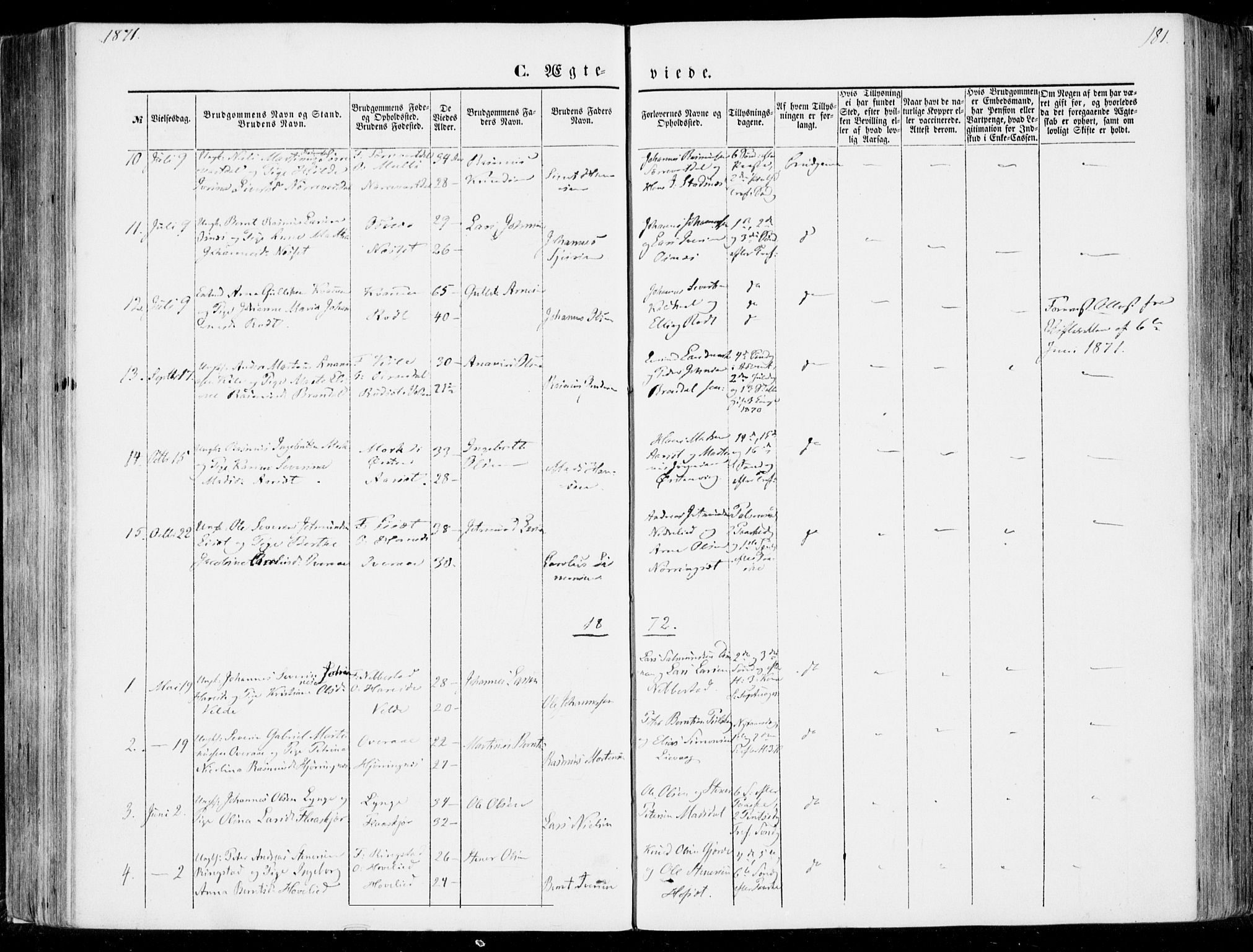 Ministerialprotokoller, klokkerbøker og fødselsregistre - Møre og Romsdal, AV/SAT-A-1454/510/L0121: Parish register (official) no. 510A01, 1848-1877, p. 181