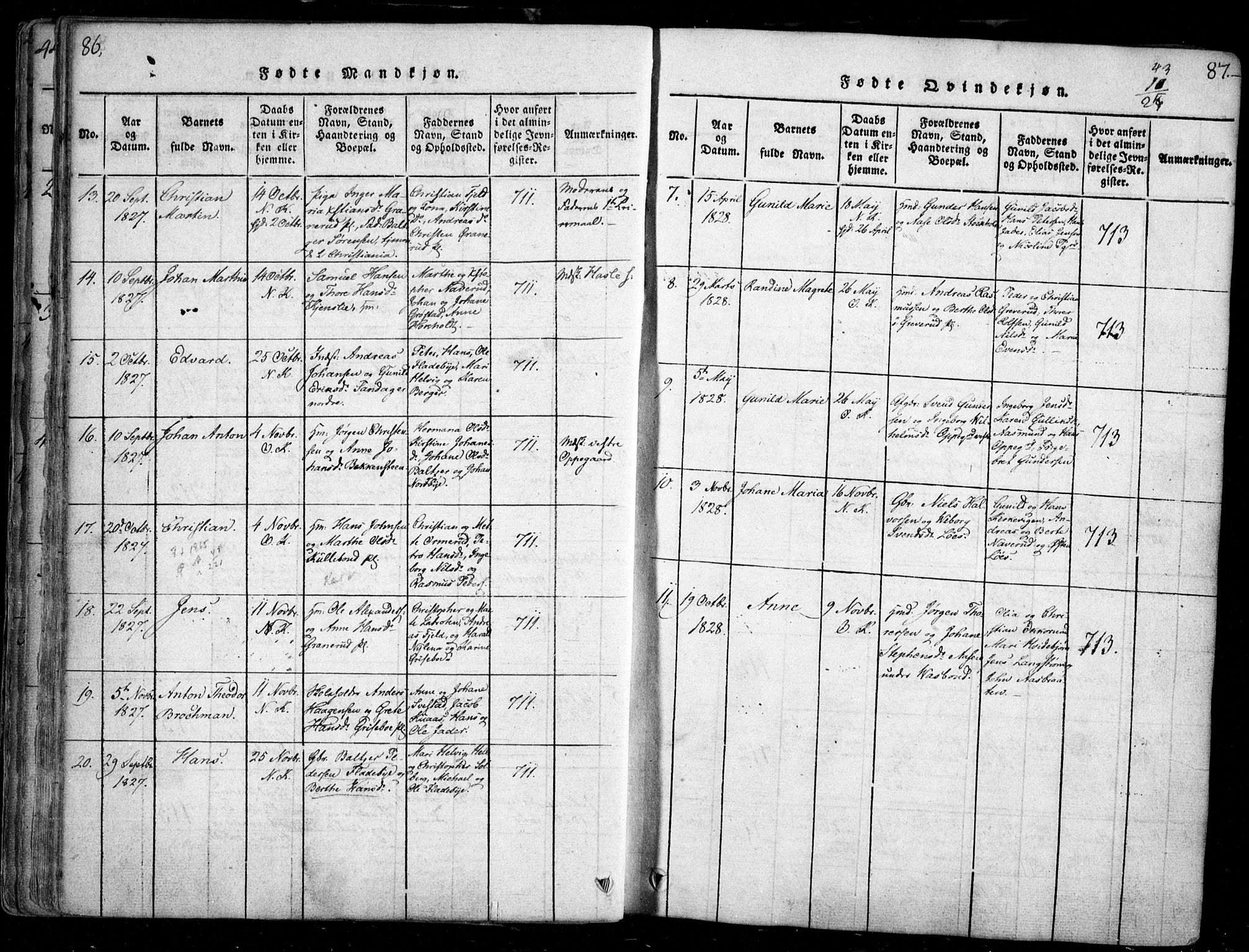 Nesodden prestekontor Kirkebøker, AV/SAO-A-10013/F/Fa/L0006: Parish register (official) no. I 6, 1814-1847, p. 86-87