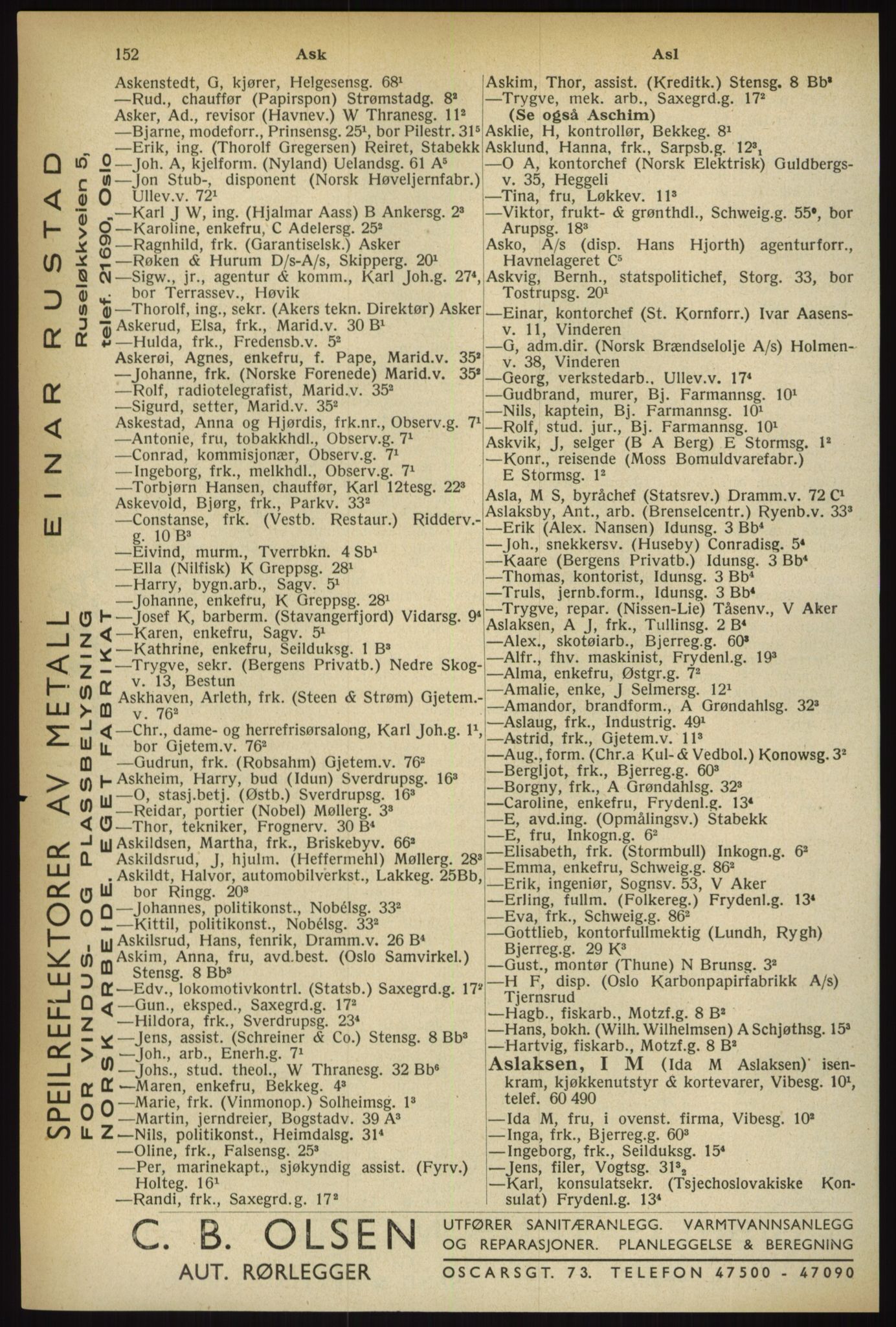 Kristiania/Oslo adressebok, PUBL/-, 1933, p. 152