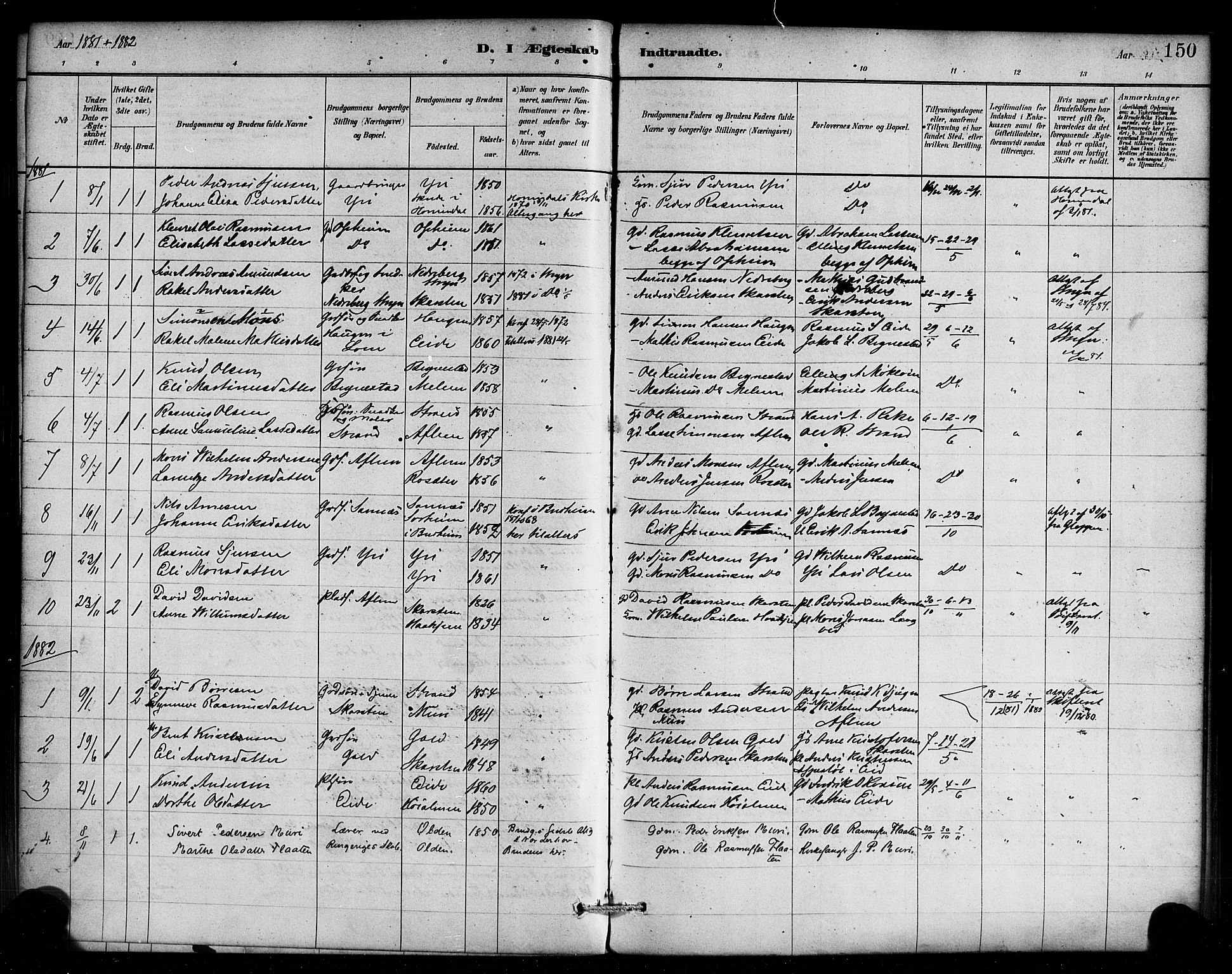 Innvik sokneprestembete, SAB/A-80501: Parish register (official) no. C 1, 1879-1900, p. 150