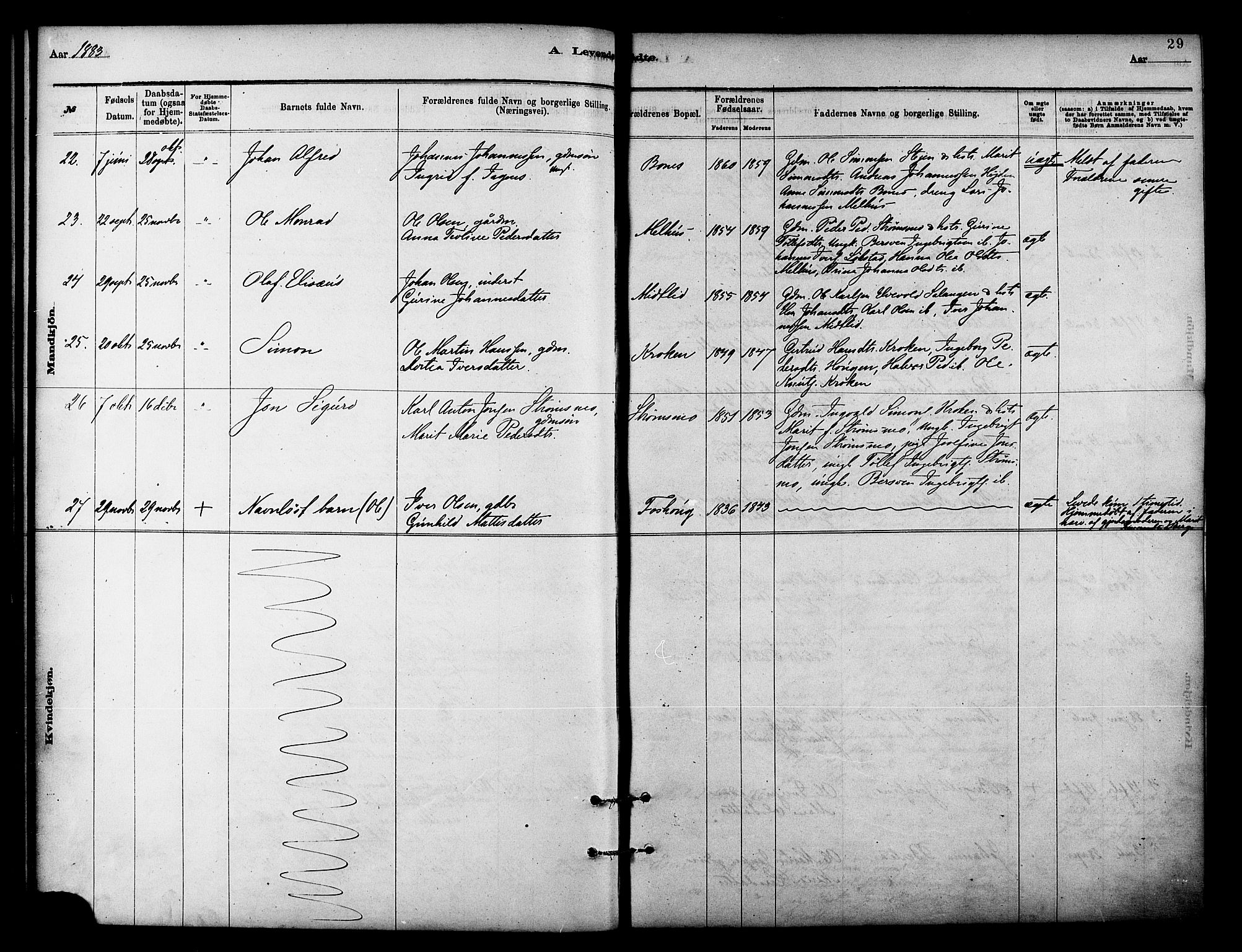 Målselv sokneprestembete, SATØ/S-1311/G/Ga/Gaa/L0009kirke: Parish register (official) no. 9, 1878-1889, p. 29