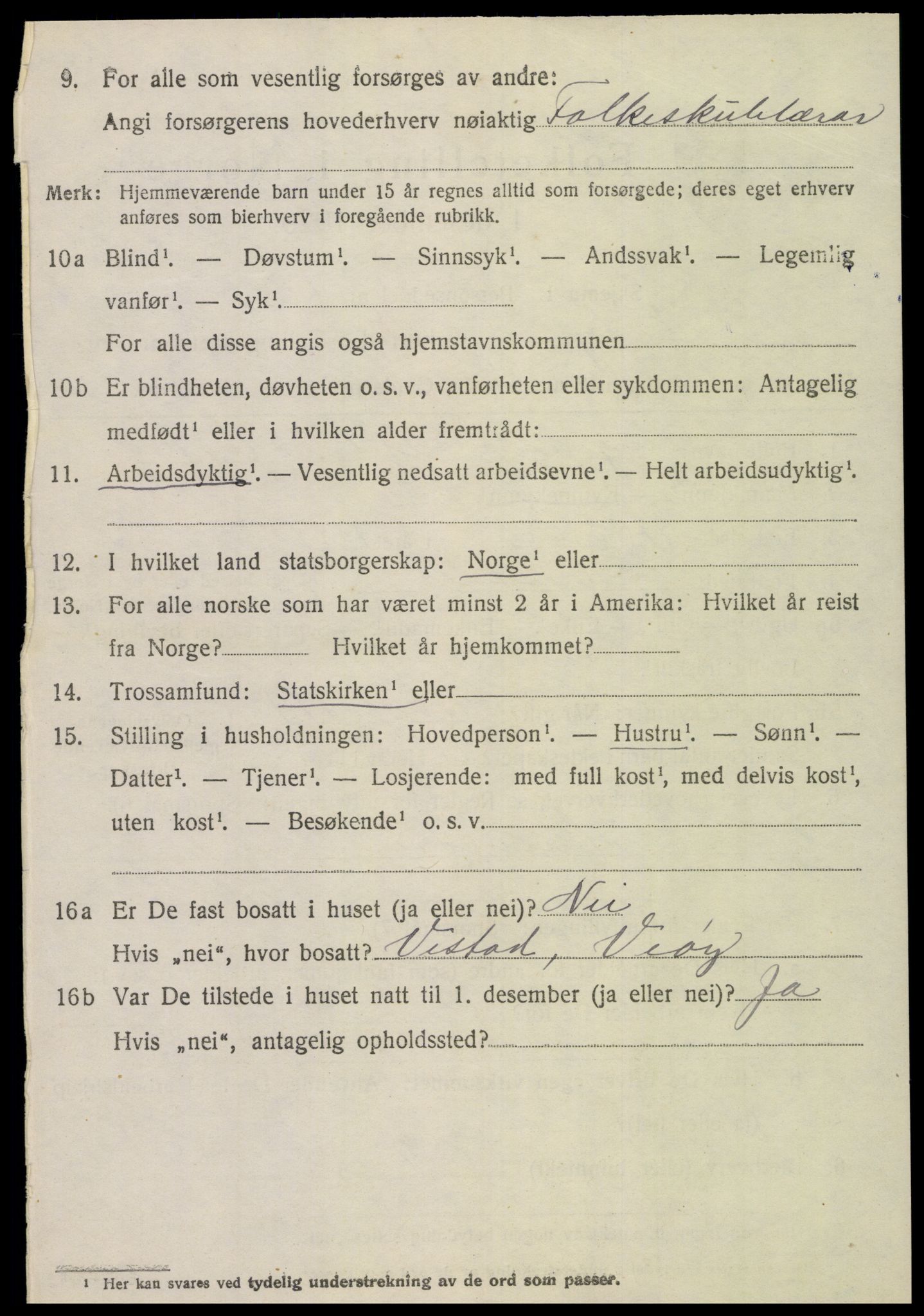 SAT, 1920 census for Veøy, 1920, p. 1438