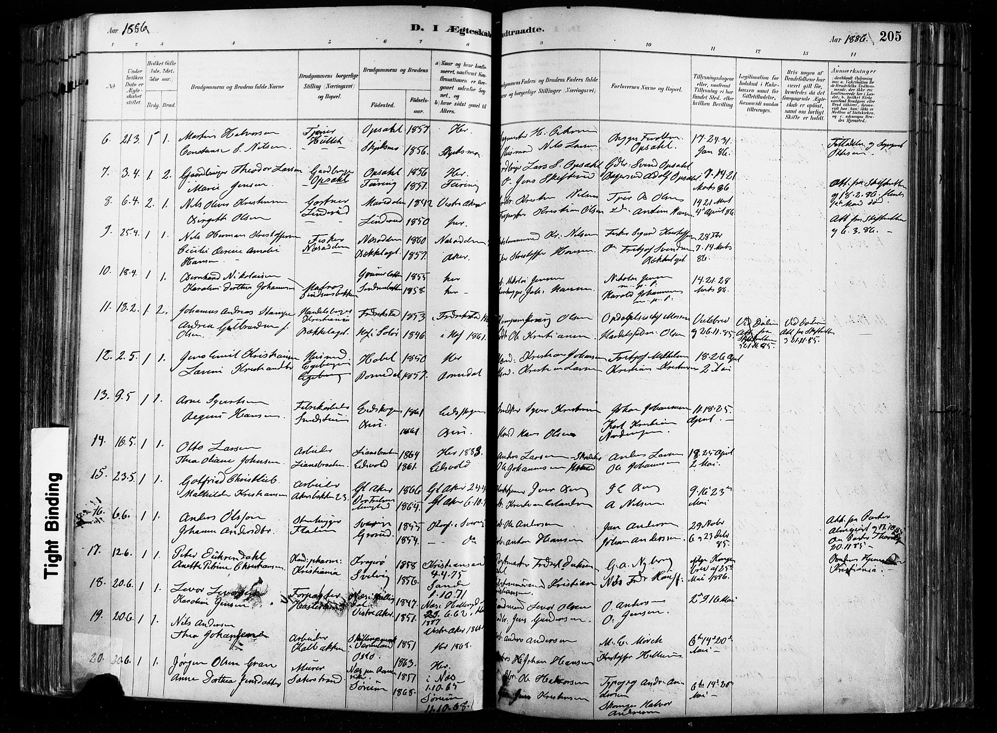 Østre Aker prestekontor Kirkebøker, AV/SAO-A-10840/F/Fa/L0008: Parish register (official) no. I 8, 1883-1894, p. 205