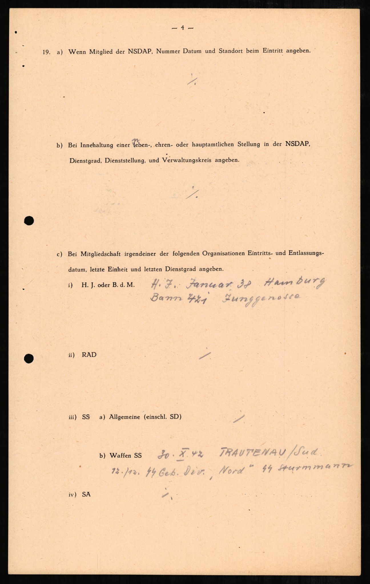 Forsvaret, Forsvarets overkommando II, RA/RAFA-3915/D/Db/L0001: CI Questionaires. Tyske okkupasjonsstyrker i Norge. Tyskere., 1945-1946, p. 160