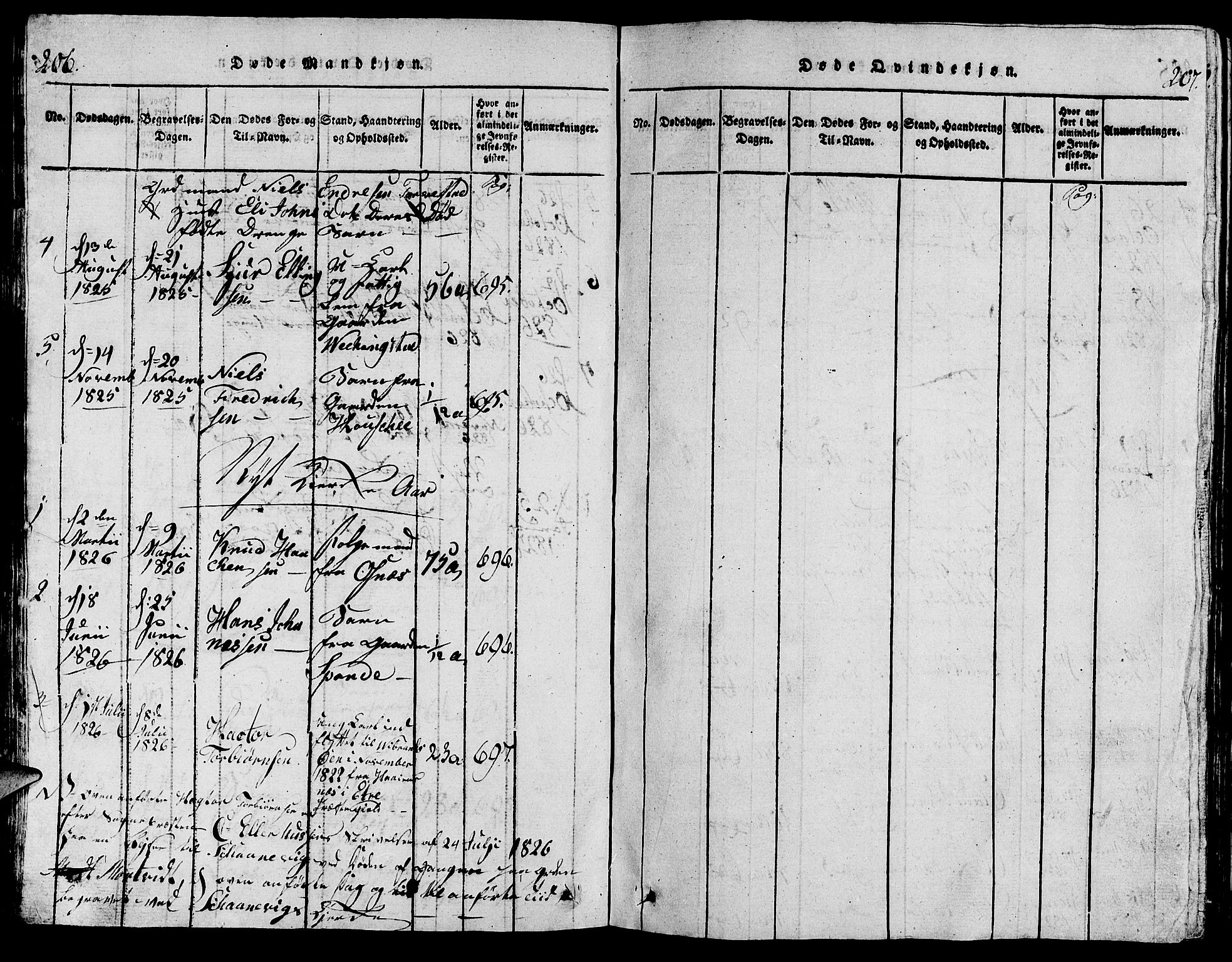 Torvastad sokneprestkontor, AV/SAST-A -101857/H/Ha/Hab/L0001: Parish register (copy) no. B 1 /1, 1817-1835, p. 206-207