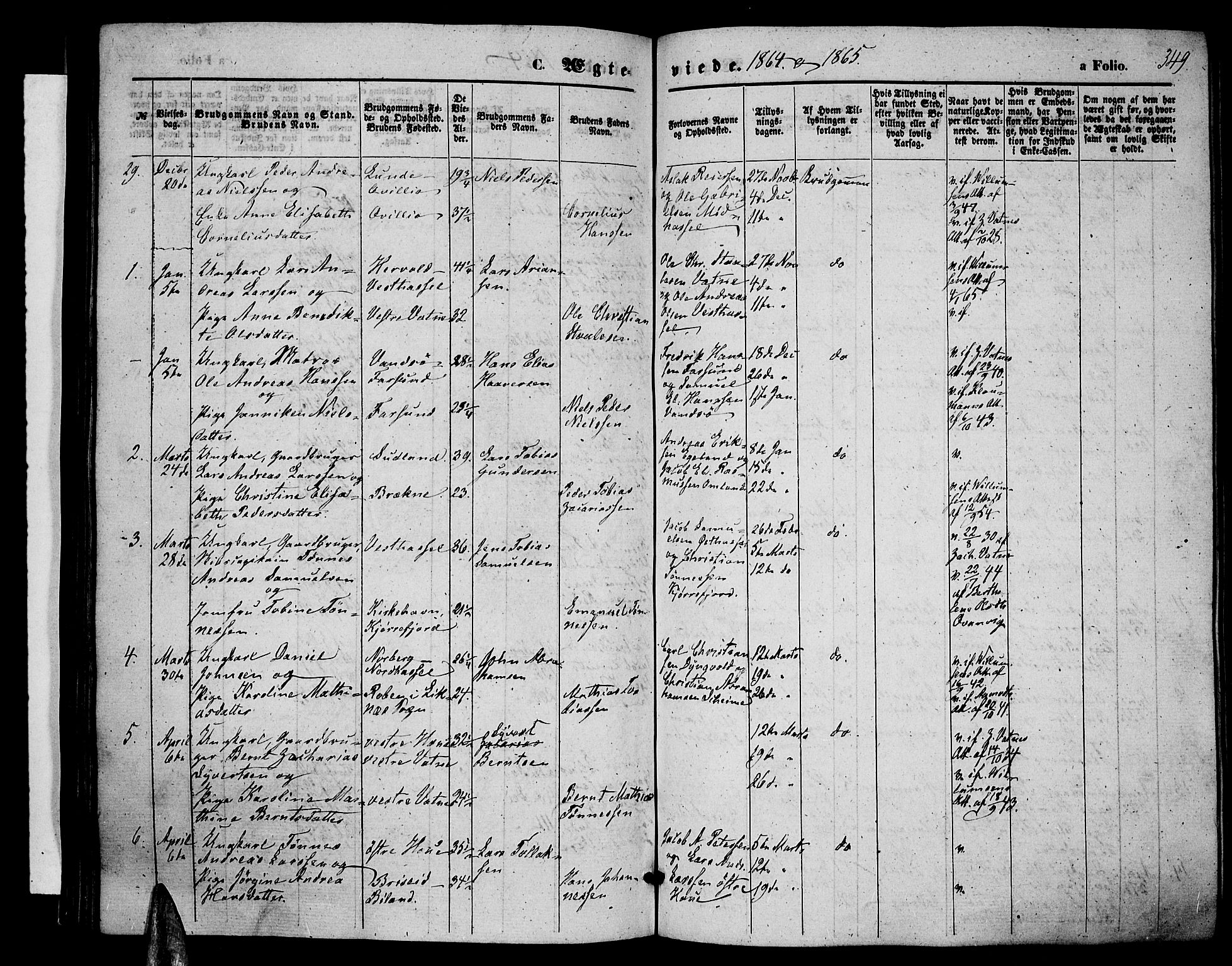 Lista sokneprestkontor, AV/SAK-1111-0027/F/Fb/L0003: Parish register (copy) no. B 3, 1862-1877, p. 349