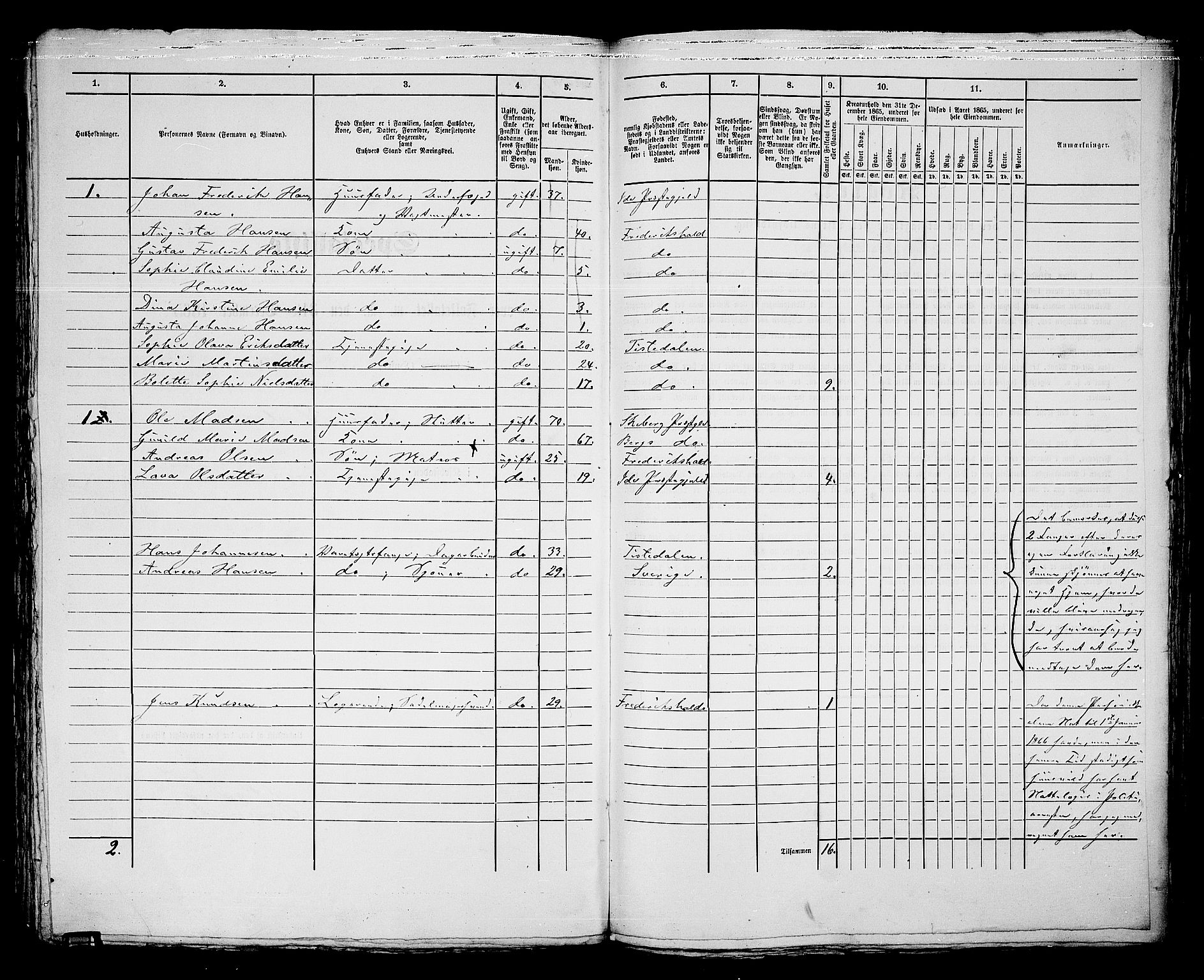 RA, 1865 census for Fredrikshald, 1865, p. 274