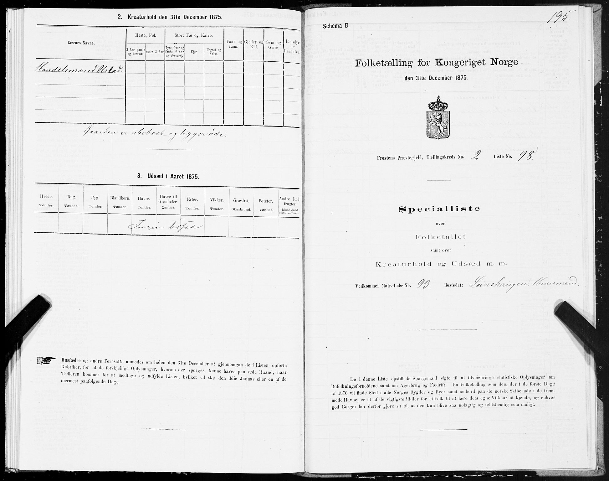 SAT, 1875 census for 1717P Frosta, 1875, p. 2195