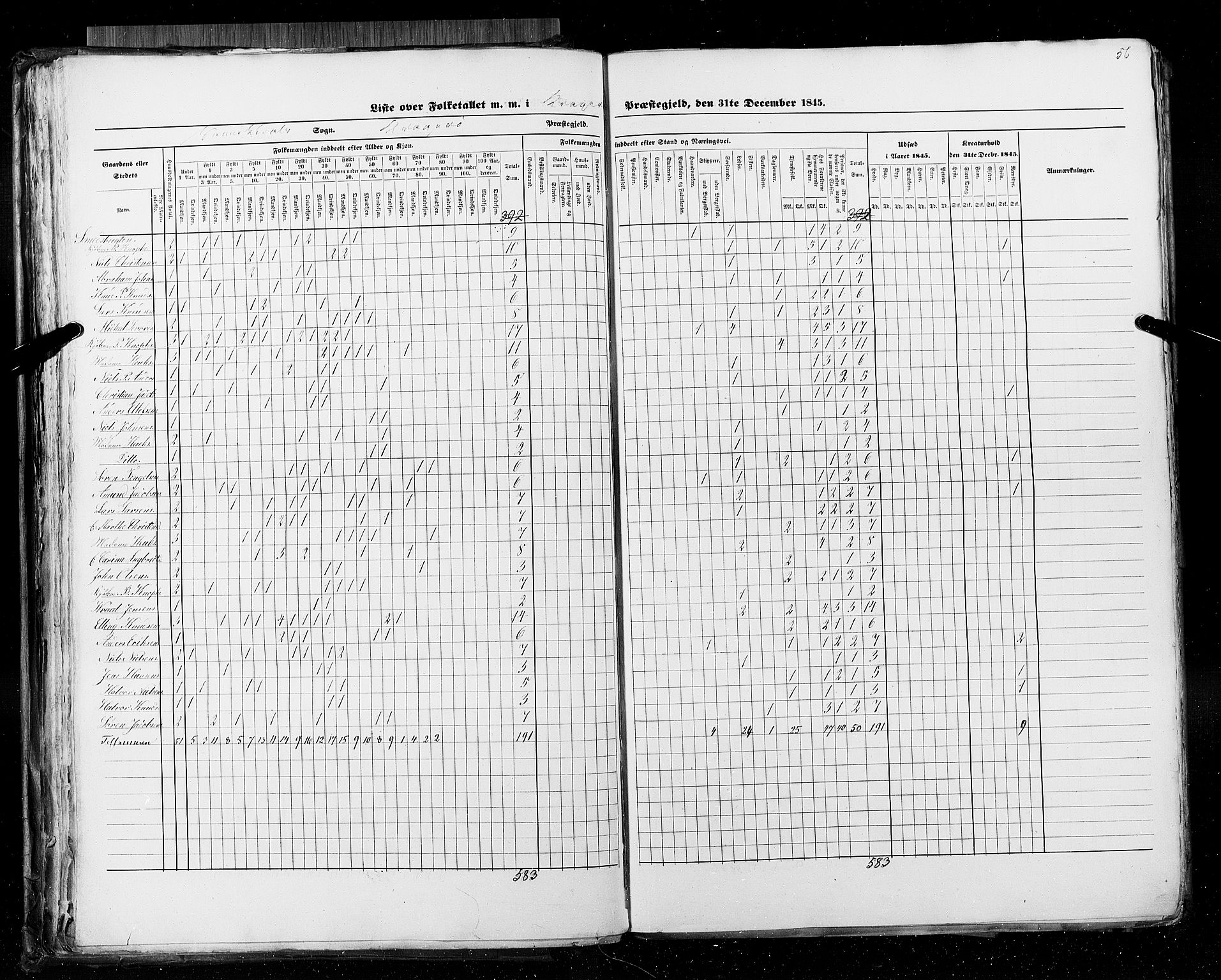 RA, Census 1845, vol. 5: Bratsberg amt og Nedenes og Råbyggelaget amt, 1845, p. 56