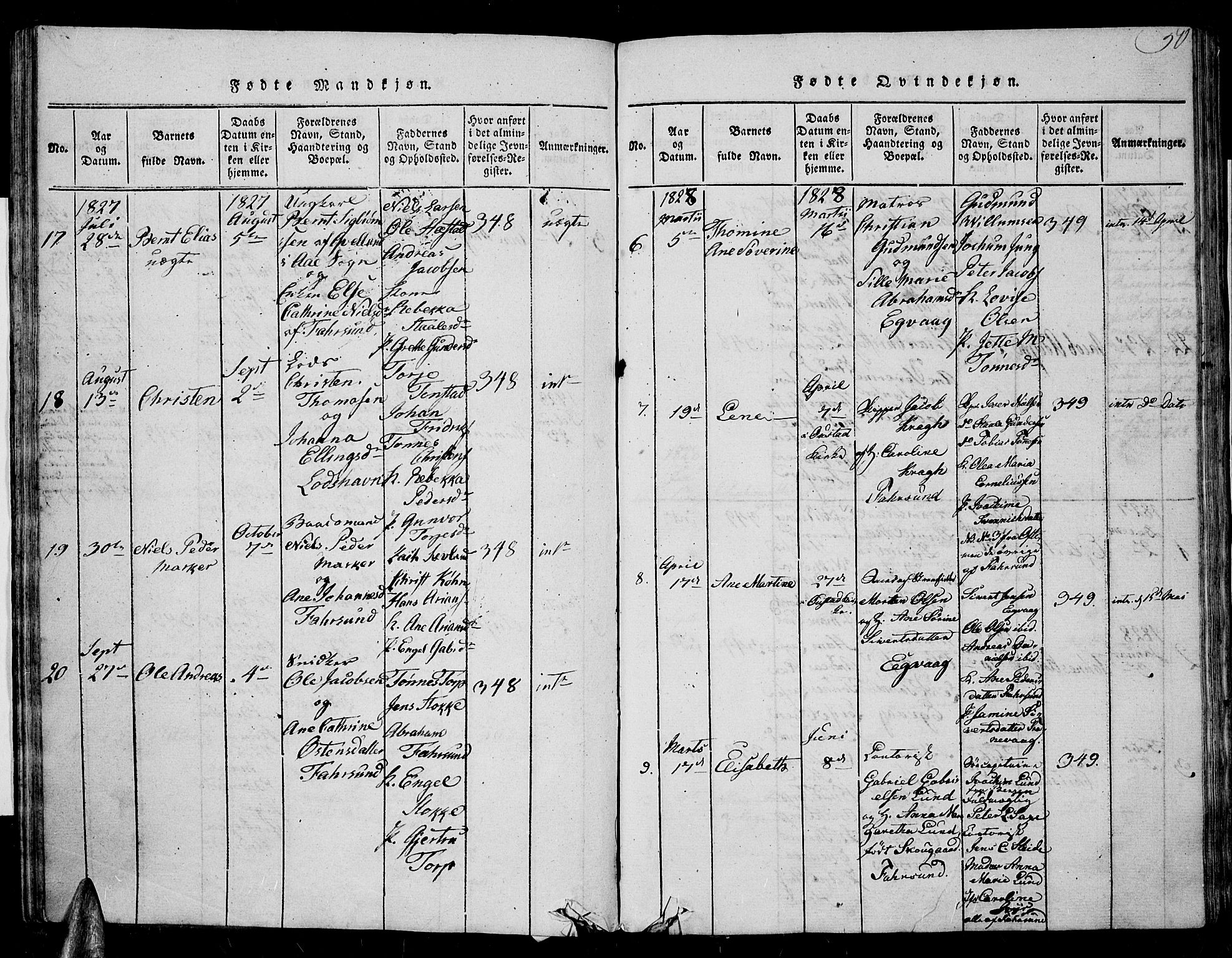 Farsund sokneprestkontor, SAK/1111-0009/F/Fa/L0002: Parish register (official) no. A 2, 1815-1836, p. 50