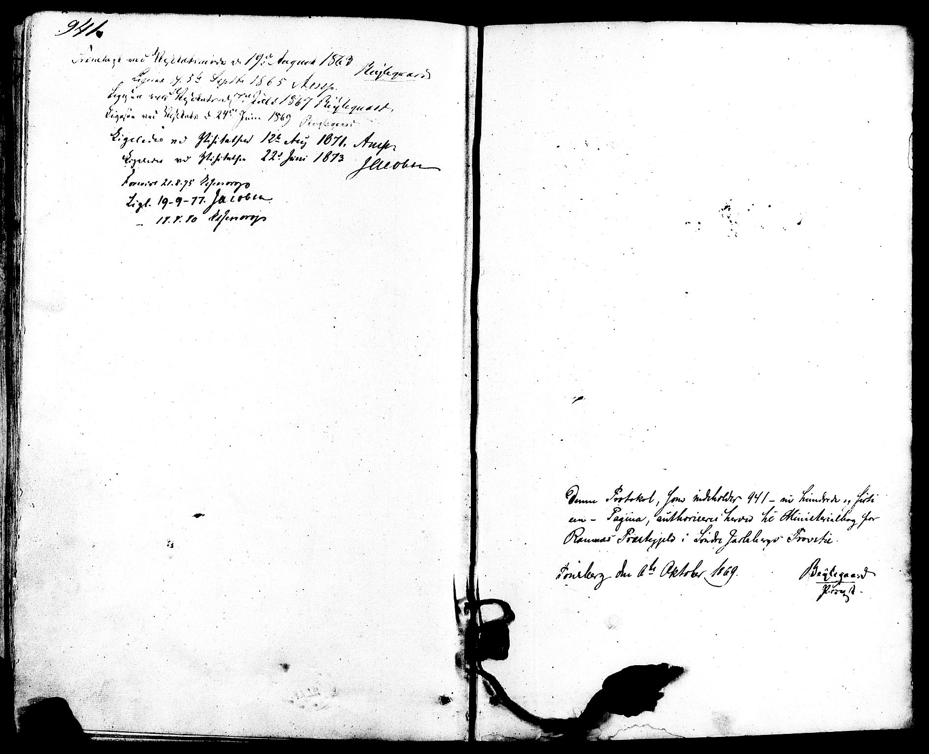 Ramnes kirkebøker, AV/SAKO-A-314/F/Fa/L0006: Parish register (official) no. I 6, 1862-1877, p. 941-942