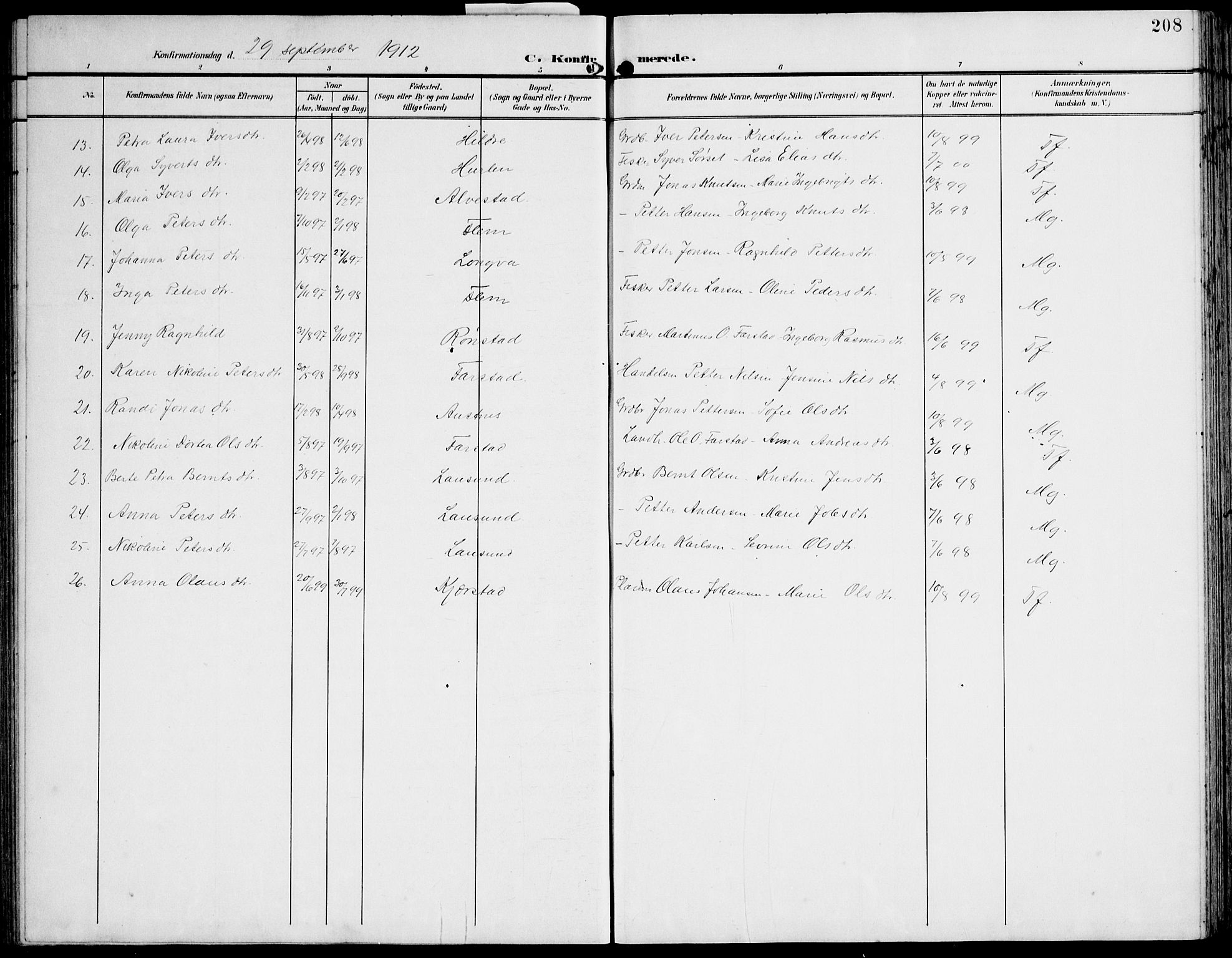 Ministerialprotokoller, klokkerbøker og fødselsregistre - Møre og Romsdal, SAT/A-1454/536/L0511: Parish register (copy) no. 536C06, 1899-1944, p. 208