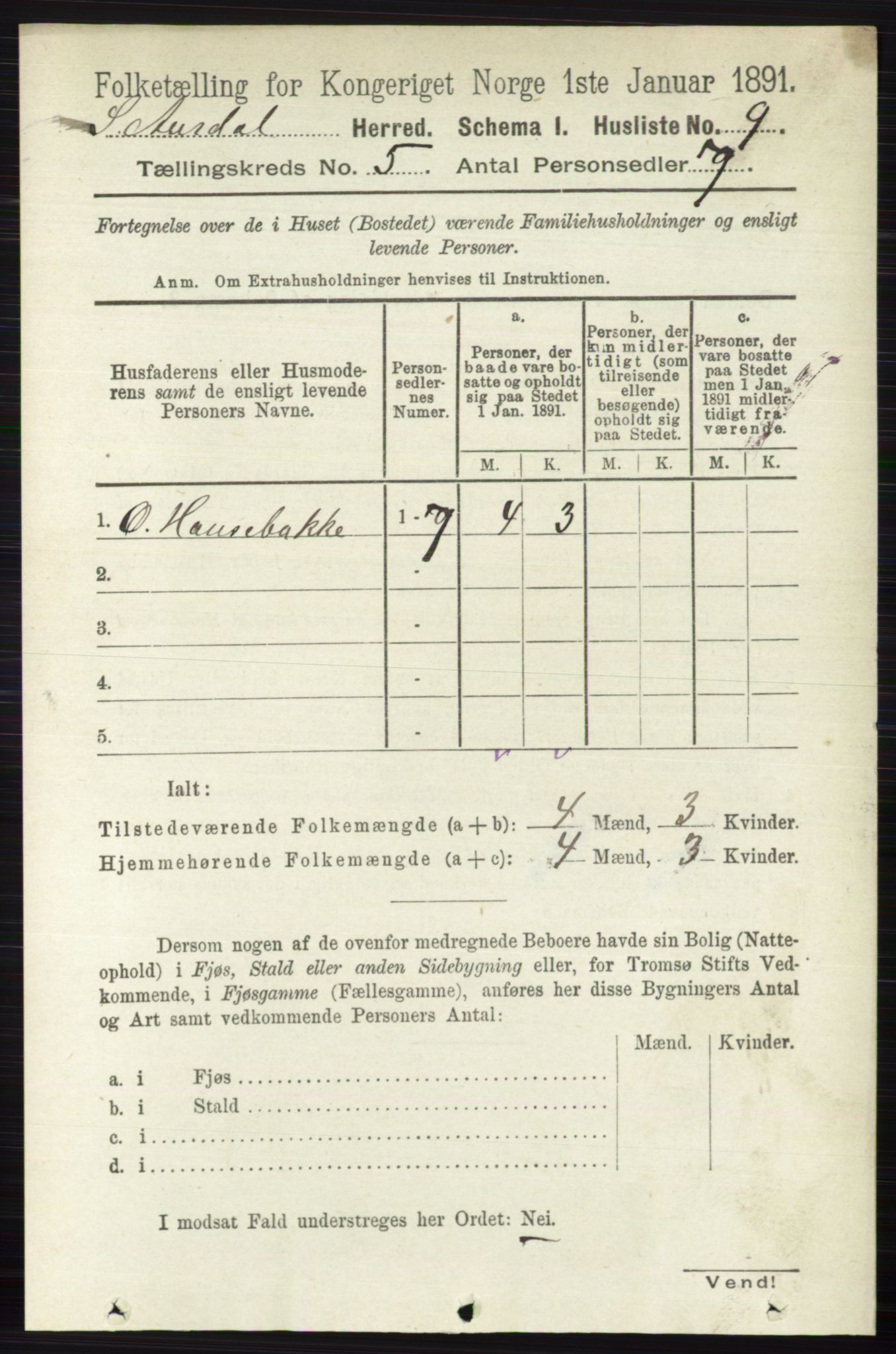 RA, 1891 census for 0540 Sør-Aurdal, 1891, p. 3082