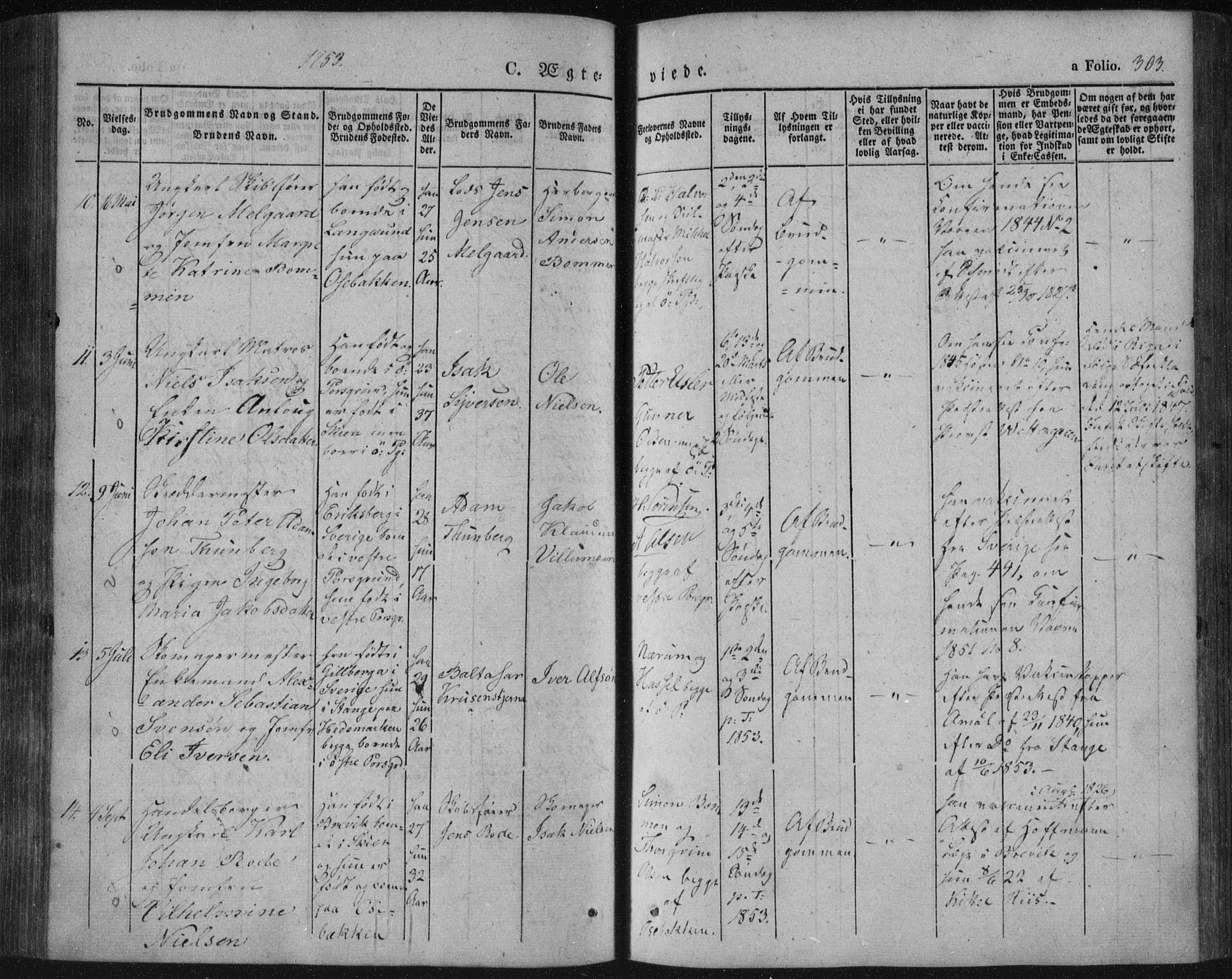 Porsgrunn kirkebøker , AV/SAKO-A-104/F/Fa/L0006: Parish register (official) no. 6, 1841-1857, p. 303