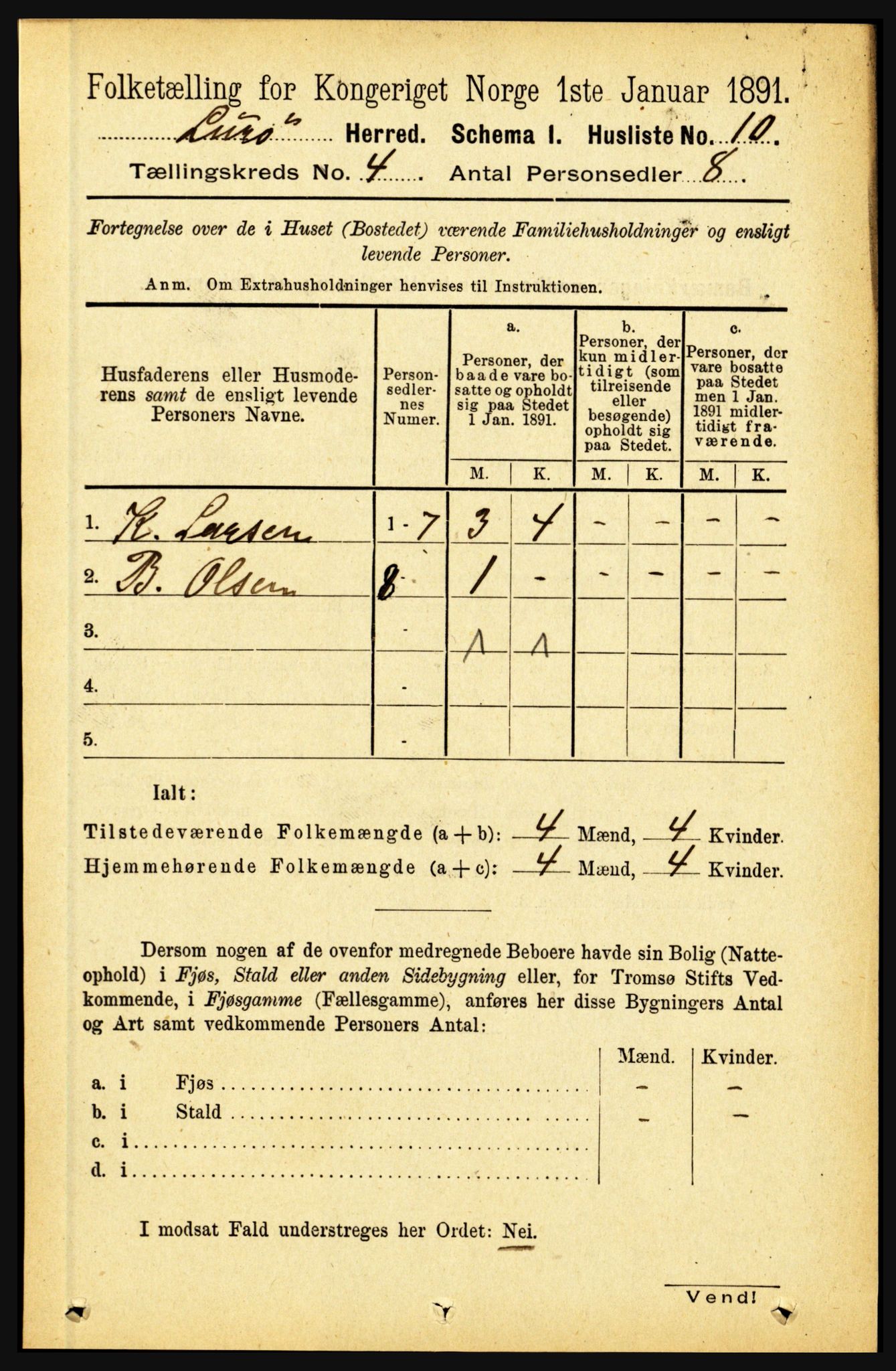 RA, 1891 census for 1834 Lurøy, 1891, p. 1947