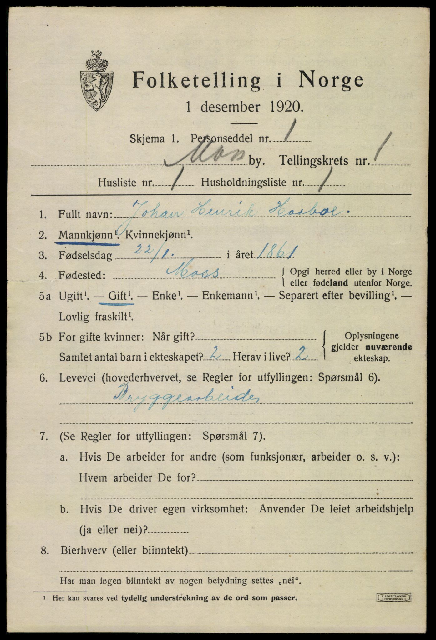 SAO, 1920 census for Moss, 1920, p. 6261