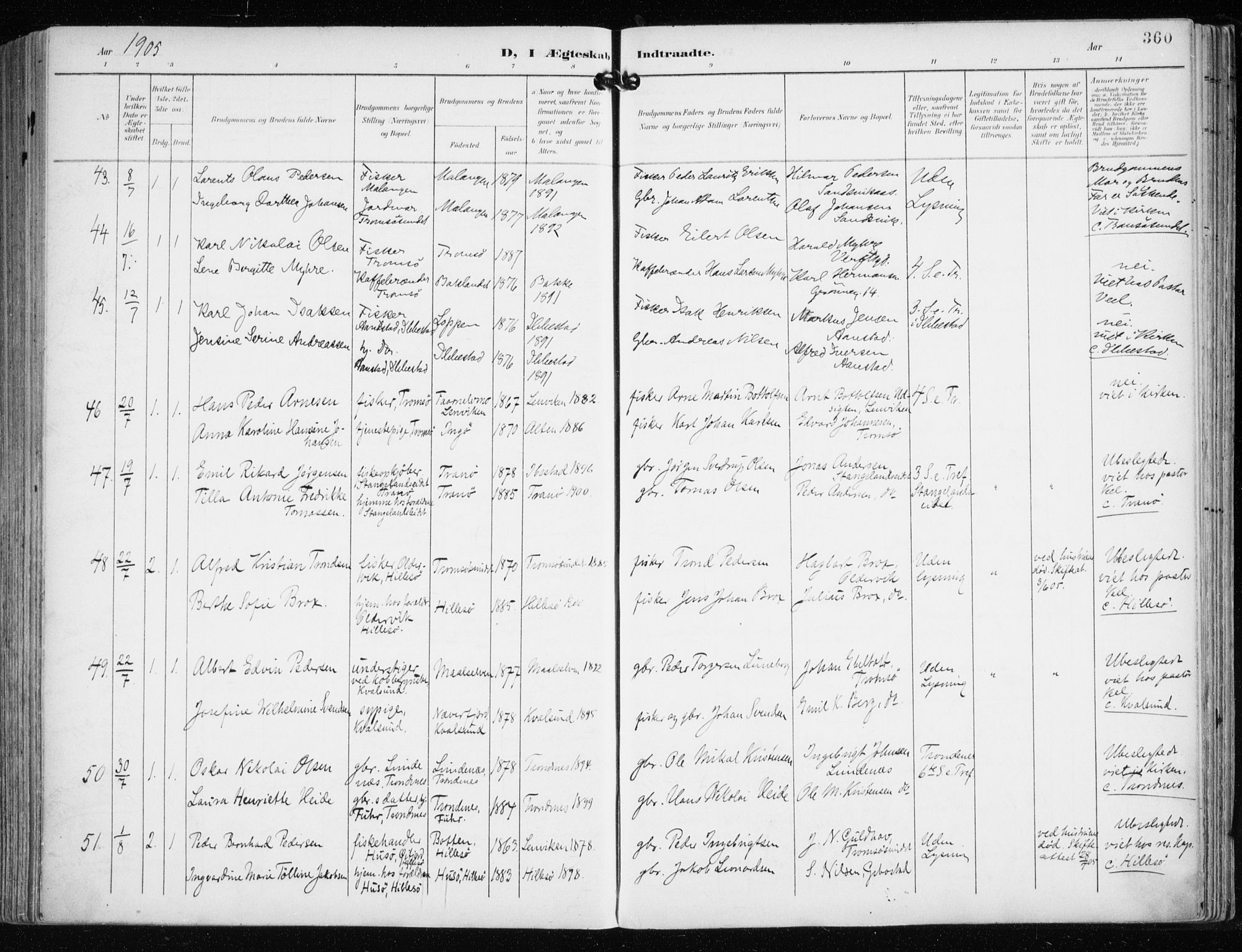Tromsø sokneprestkontor/stiftsprosti/domprosti, AV/SATØ-S-1343/G/Ga/L0016kirke: Parish register (official) no. 16, 1899-1906, p. 360