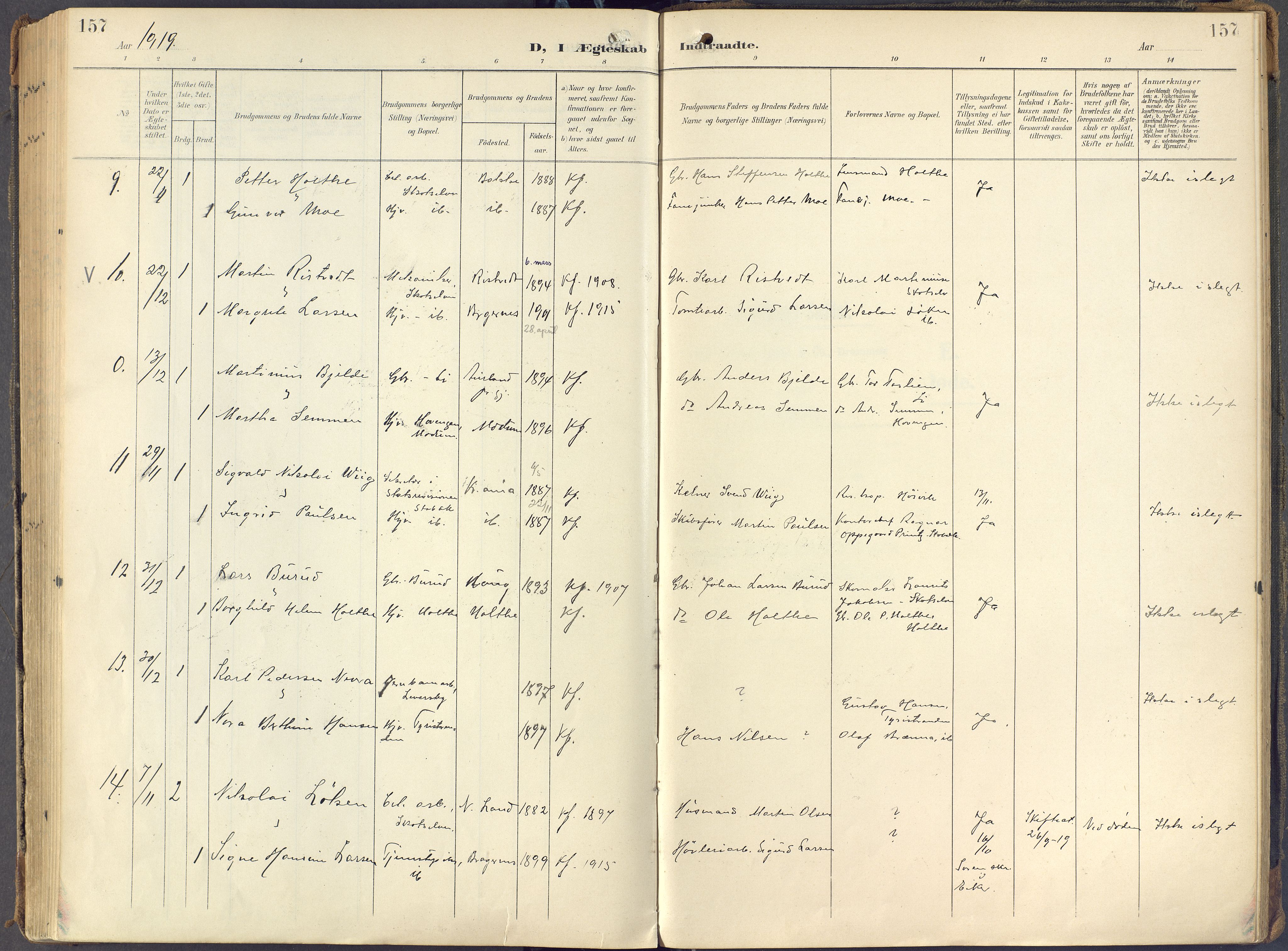 Eiker kirkebøker, SAKO/A-4/F/Fc/L0004: Parish register (official) no. III 4, 1900-1919, p. 157