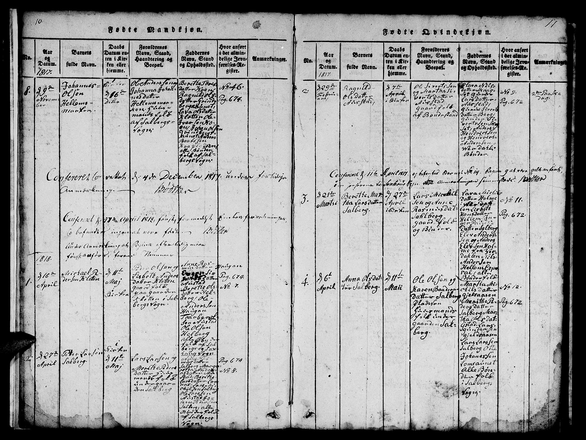 Ministerialprotokoller, klokkerbøker og fødselsregistre - Nord-Trøndelag, SAT/A-1458/731/L0310: Parish register (copy) no. 731C01, 1816-1874, p. 10-11