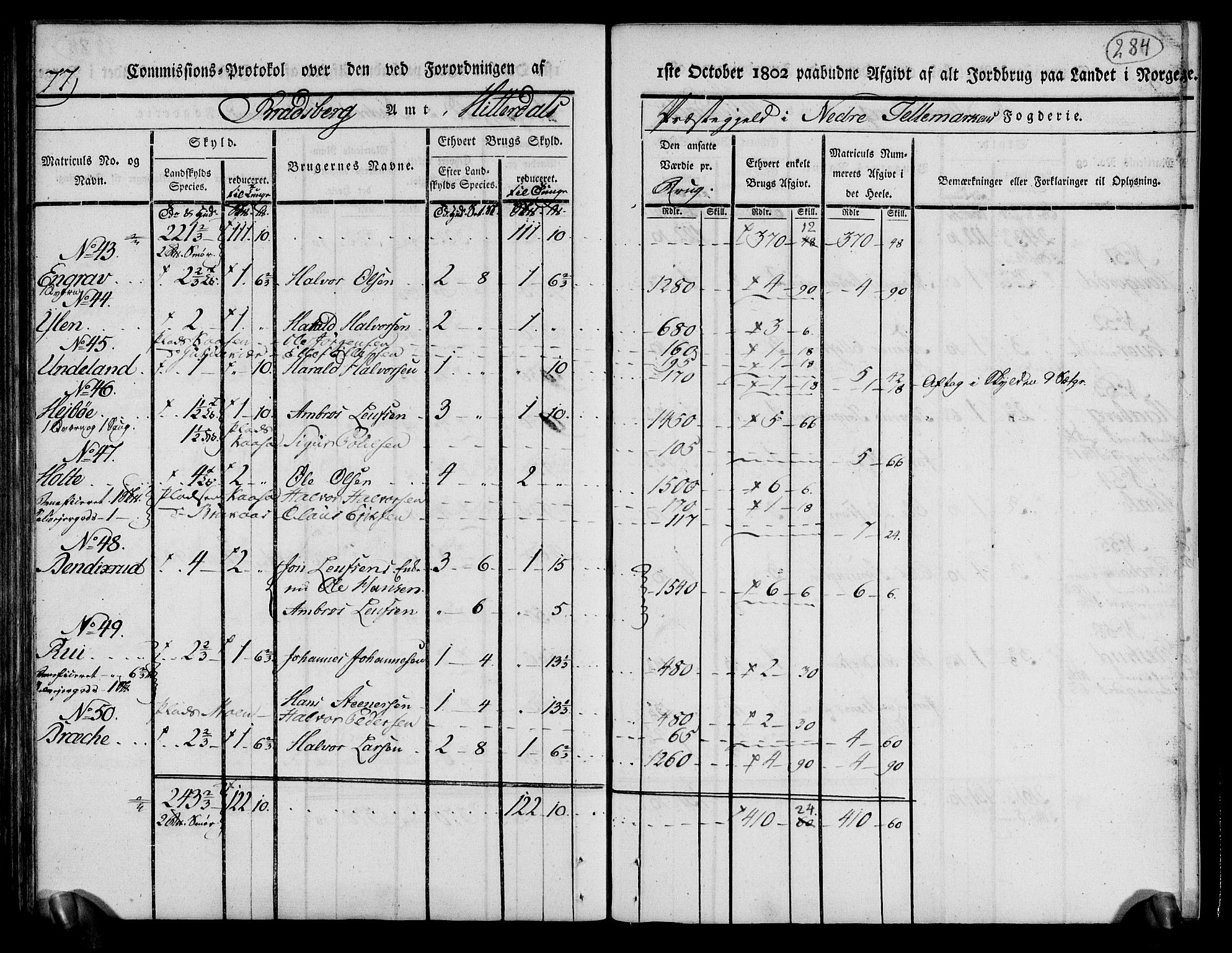 Rentekammeret inntil 1814, Realistisk ordnet avdeling, AV/RA-EA-4070/N/Ne/Nea/L0070: og 0071: Nedre Telemarken og Bamble fogderi. Kommisjonsprotokoll for Gjerpen, Solum, Holla, Bø, Sauherad og Heddal prestegjeld., 1803, p. 173