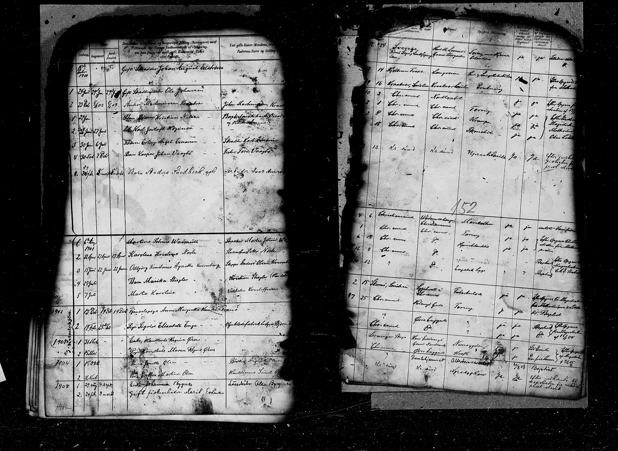 Kristiansund sokneprestkontor, AV/SAT-A-1068/1/I/I1: Parish register (official) no. 6e, 1901-1916, p. 152