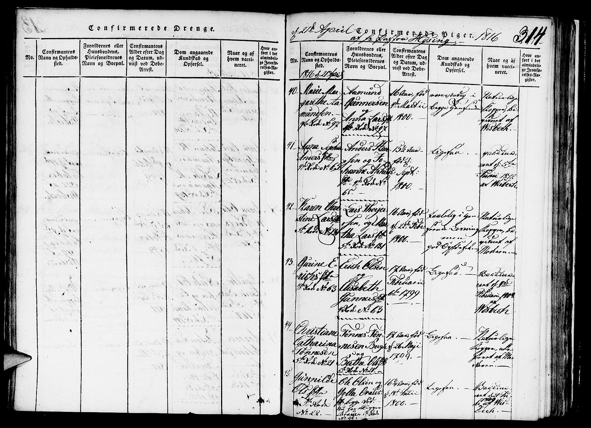 Nykirken Sokneprestembete, AV/SAB-A-77101/H/Haa/L0011: Parish register (official) no. A 11, 1816-1821, p. 314