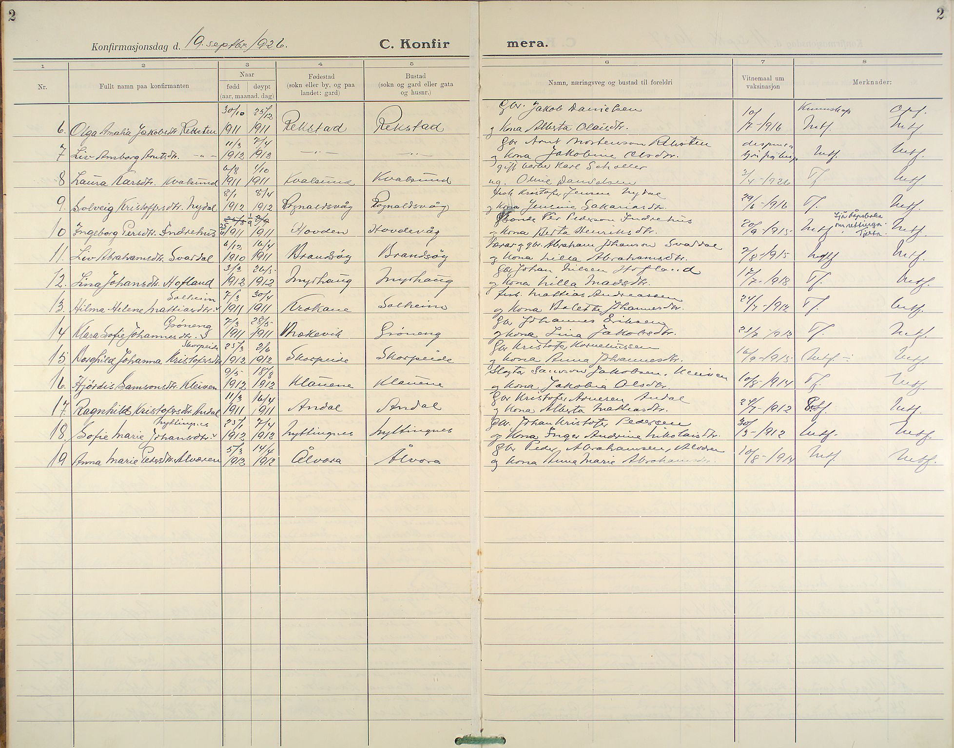 Kinn sokneprestembete, AV/SAB-A-80801/H/Haa/Haab/L0007: Parish register (official) no. B 7, 1926-1964, p. 2