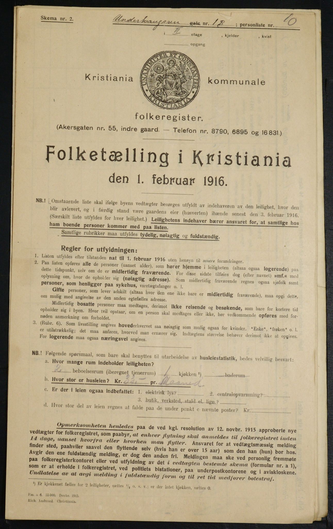 OBA, Municipal Census 1916 for Kristiania, 1916, p. 123480