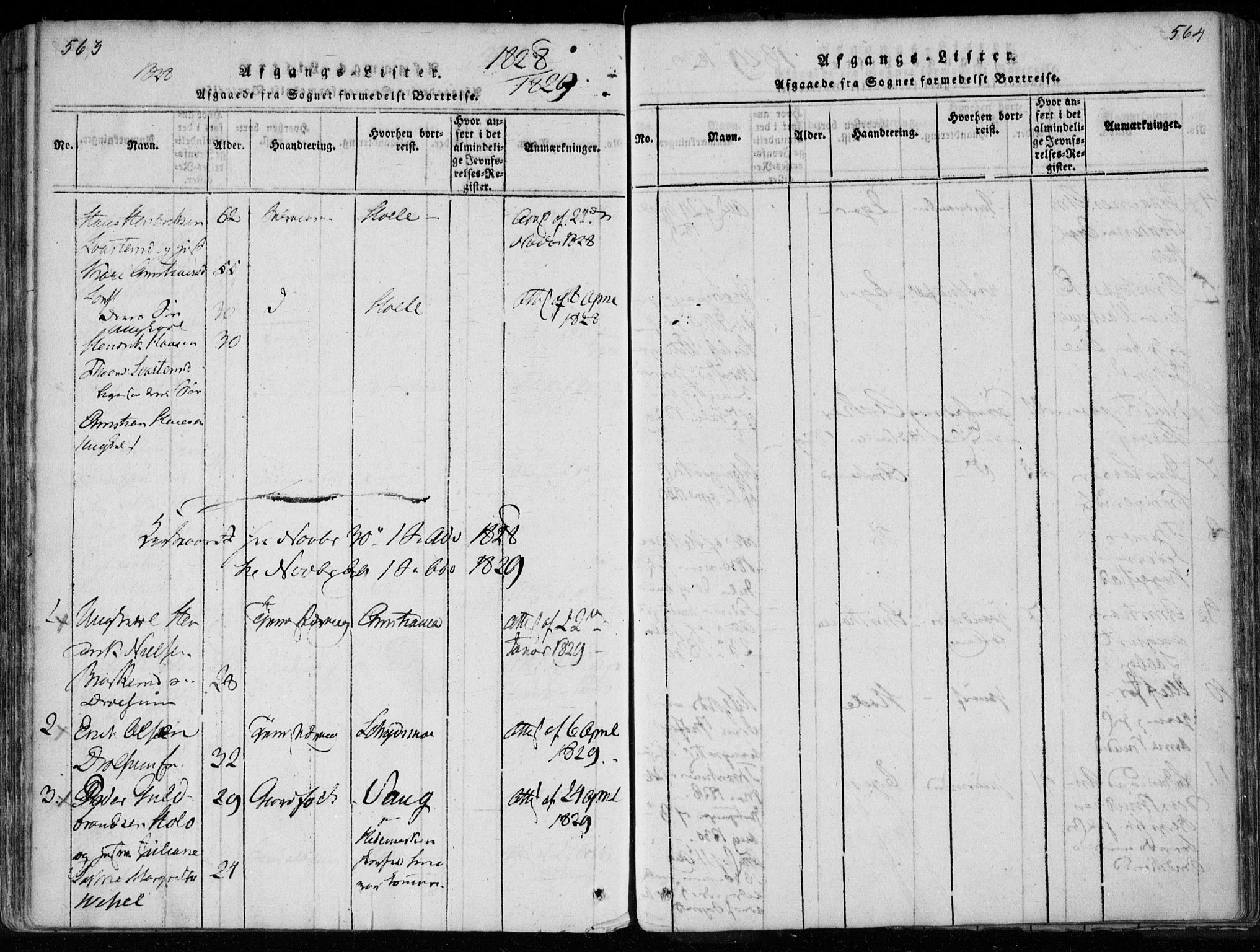 Modum kirkebøker, AV/SAKO-A-234/F/Fa/L0005: Parish register (official) no. 5, 1824-1841, p. 563-564