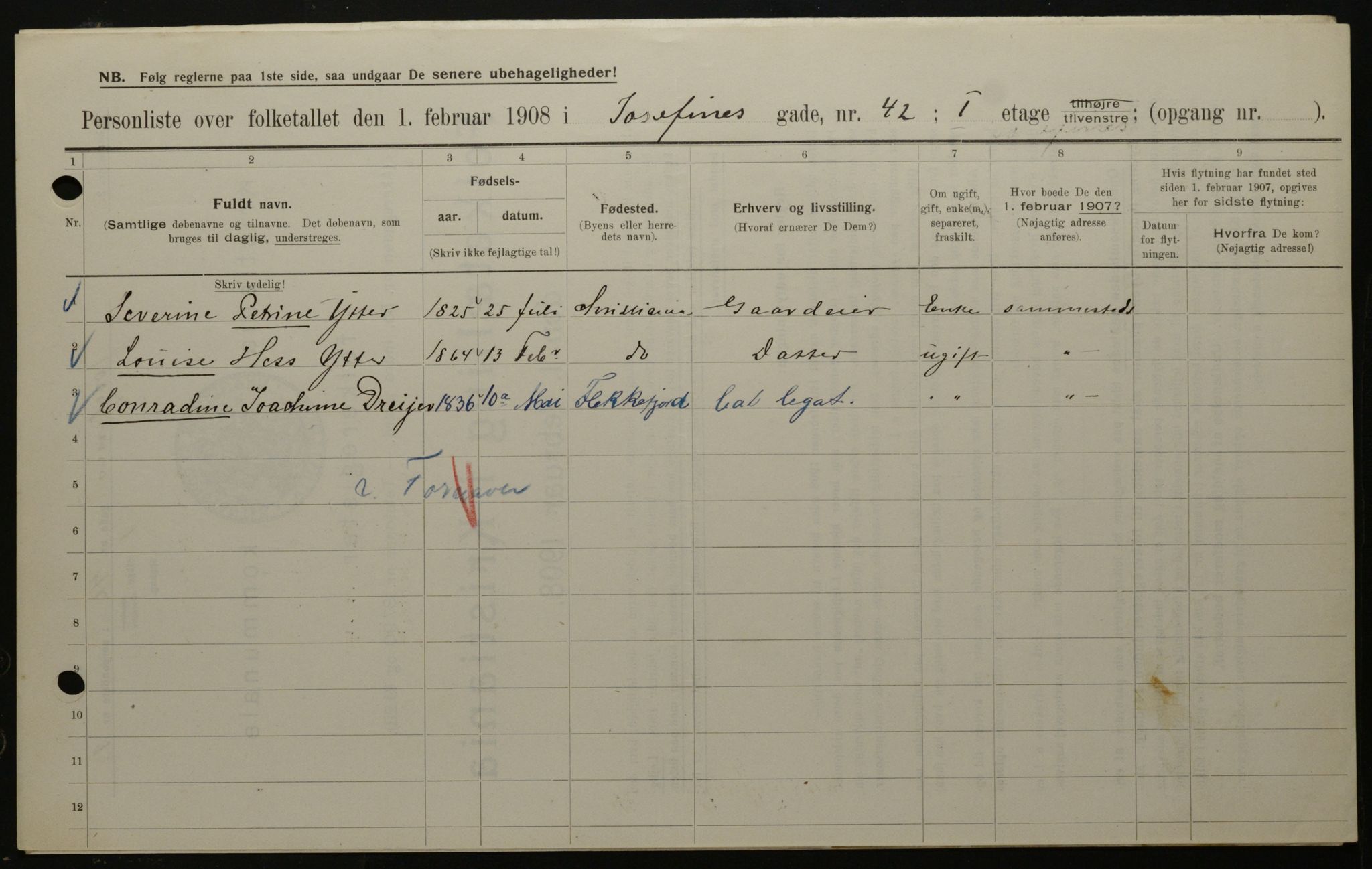 OBA, Municipal Census 1908 for Kristiania, 1908, p. 42557