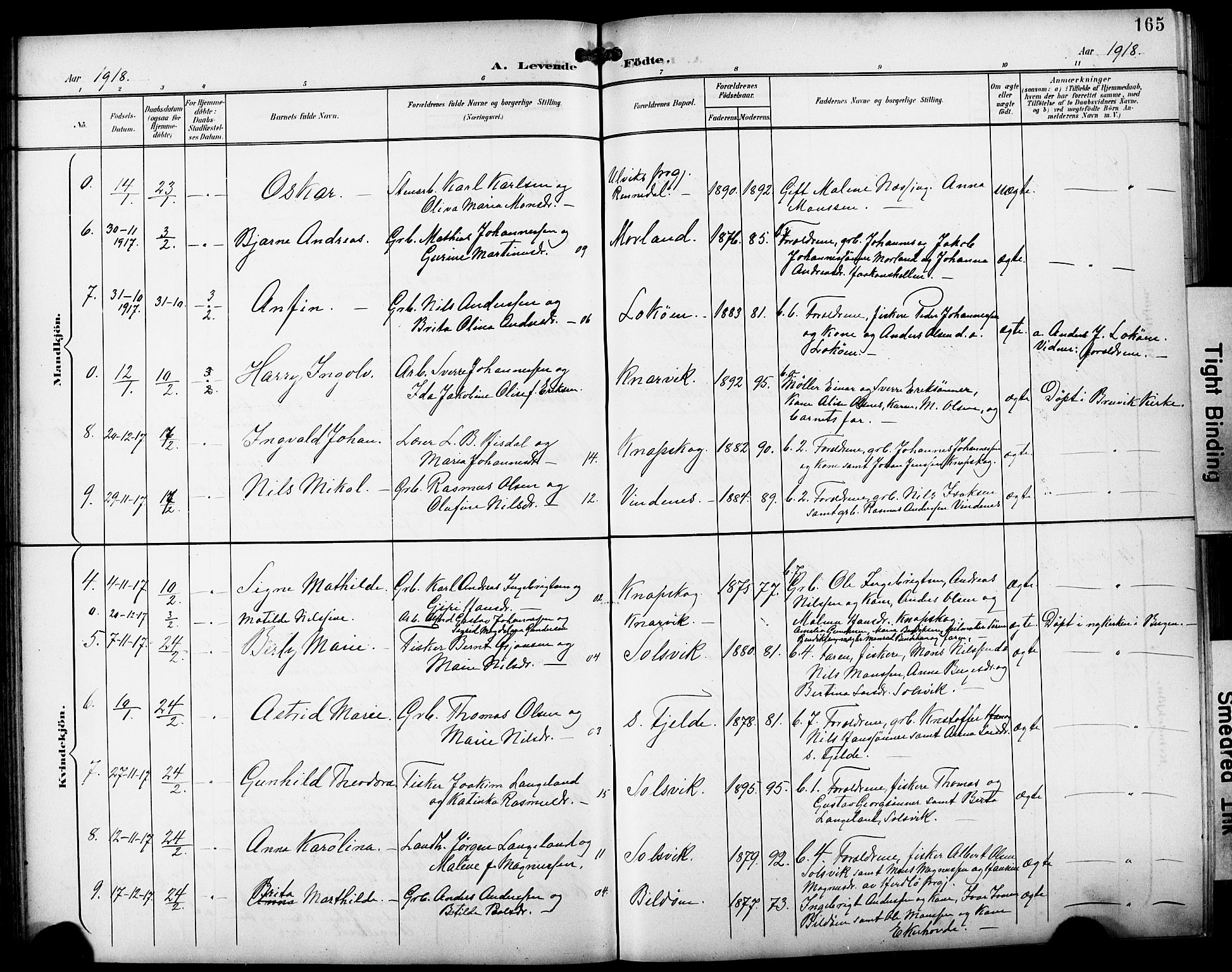 Fjell sokneprestembete, SAB/A-75301/H/Hab: Parish register (copy) no. A 5, 1899-1918, p. 165